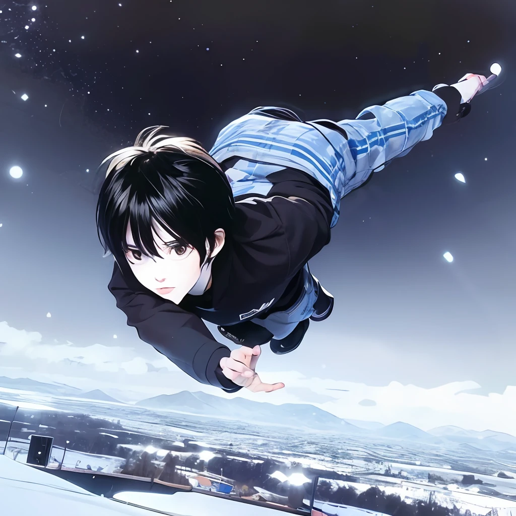 Boy Black hair, composed, intelligent, youthful, cold, Japanese, electrified, hair flying, handsome