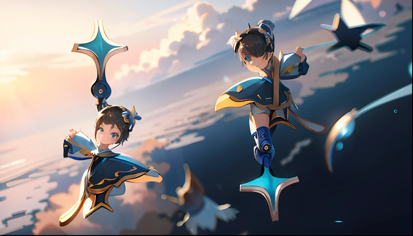 ridiculous resolution, high resolution, (masterpiece:1.4), super detailed, 1boy, seen from above, space, floating, --v 6