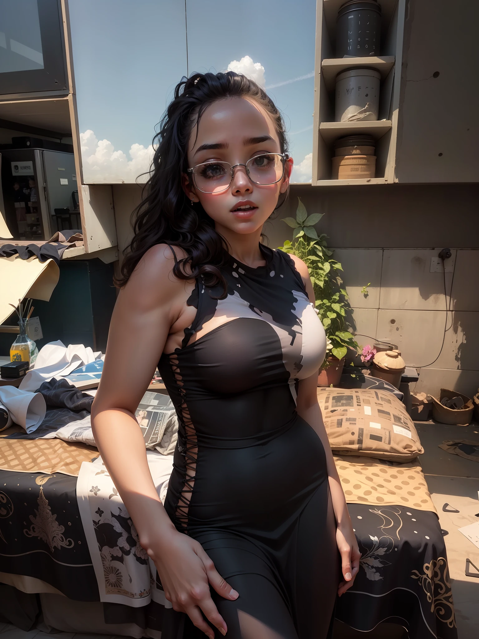 Uma bonita de vestido curto