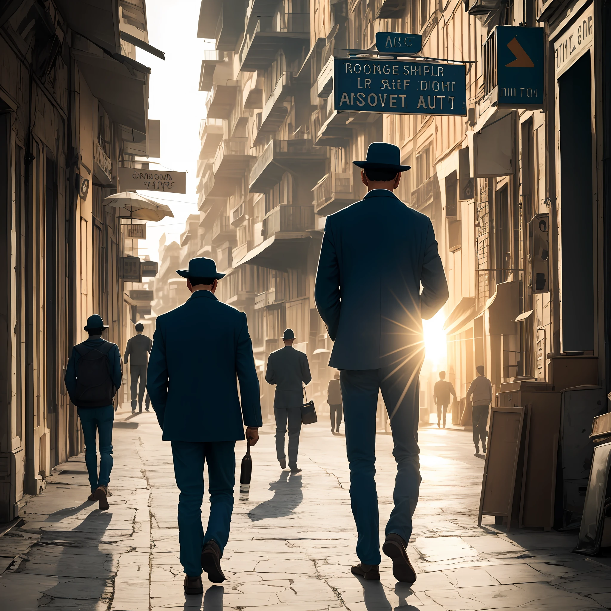 best qualtiy,A half body,Back Shadow,One guy,Vintage workers,On retro streets --auto