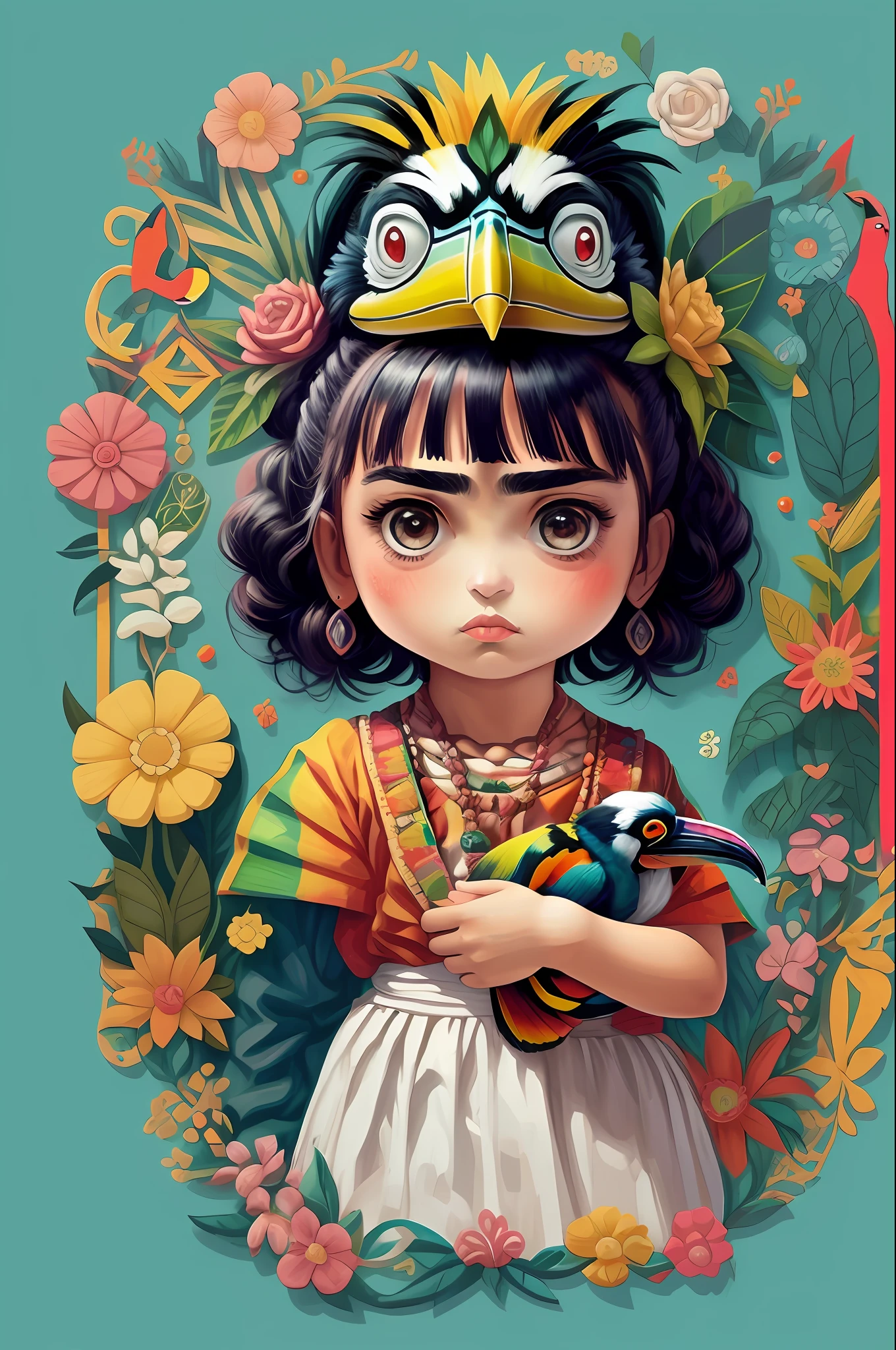 (Toucan bird)) - Criador: (Frida Kahlo 2023) ), Frida Kahlo acolchoamento ,multidimensional geometric wall PORTRAIT, arte, Chibi,
Yang08k, lindo, Colouring,
Primary works, qualidade superior, melhor qualidade, Arte Oficial, Beautiful and Aesthetic,)) ), ,, Estofamento Frida Kahlo ,multidimensional geometric wall PORTRAIT, arte, Chibi,
Yang08k, lindo, (Colouring,predominante), laranja , portanto , ,vermelho e branco)
Primary works, qualidade superior, melhor qualidade, Arte Oficial, Beautiful and Aesthetic,