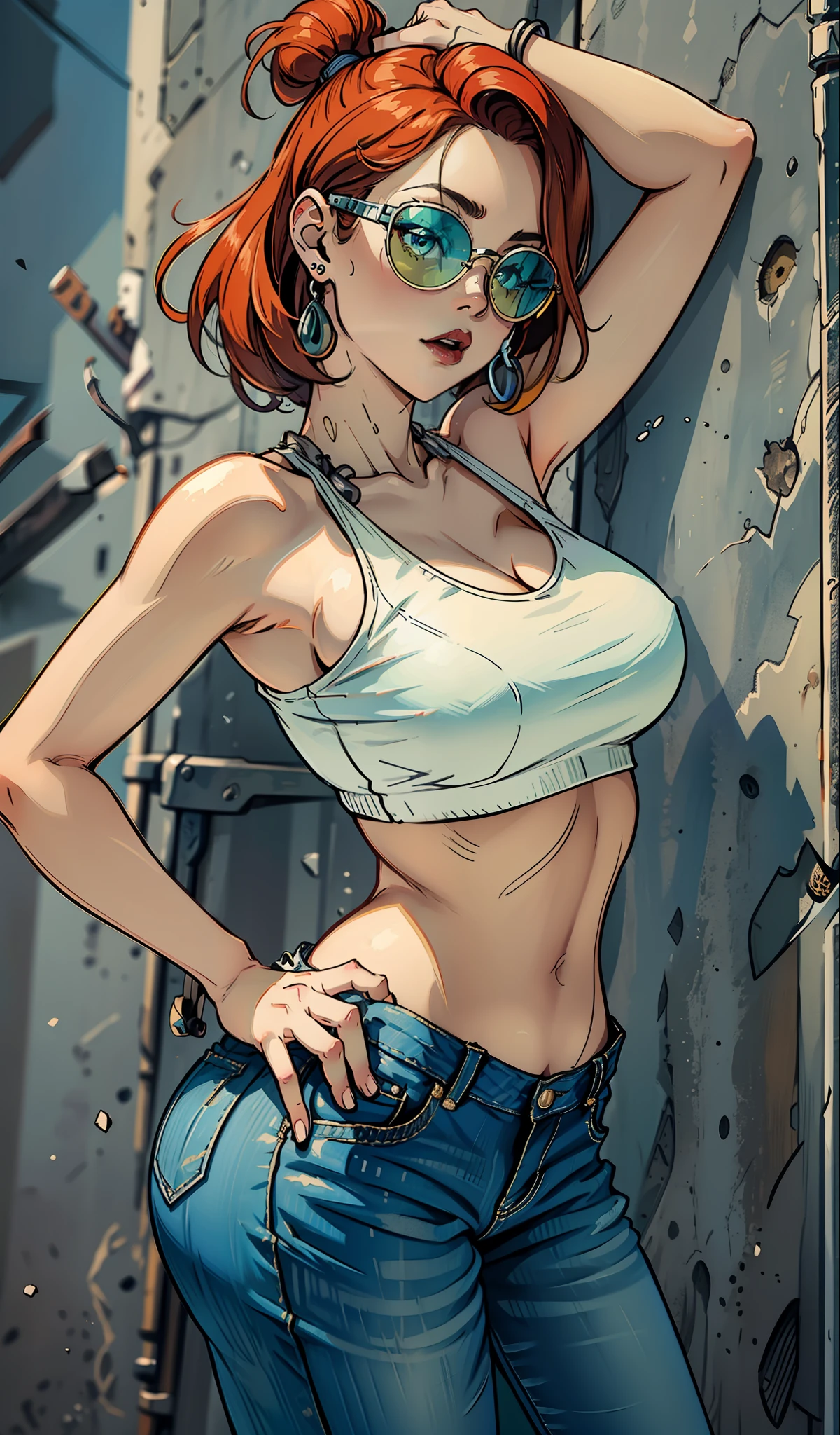 Wilma, muito sensual, com roupas de funkeira Lacoste, Oakley Juliet, brasileira, na cidade do rio de janeiro, Brasil, dancing funk, rebolando, bunda grande, pernas grossas, usando um short jeans extremamente curto, showing a piece of ass, Micro Short Curto, usando uma mini blusa, umbigo com pirsing, sneakers Nike, cabelo comprido, caixa de som JBL no fundo, favela no fundo, periferia no fundo, corpo inteiro, muito realista, extremamente Realista, extremamente sexy, 8k, 8k extremamente detalhado), (um extremamente delicado e bonito), (obra-prima), (melhor qualidade: 1.0), (ultra highres:1.0)