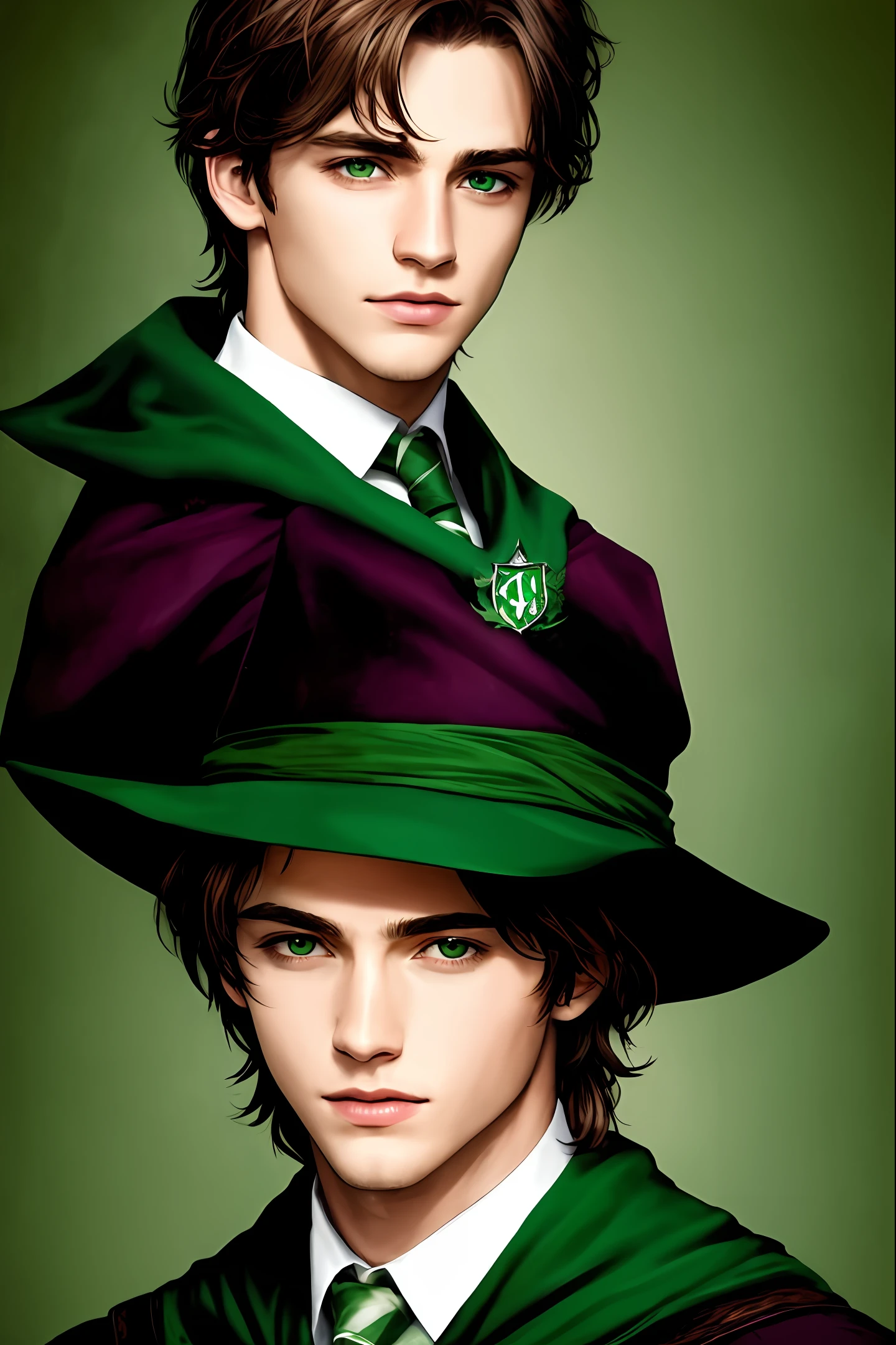 A wizard,handsome,whaite hair,Slytherin