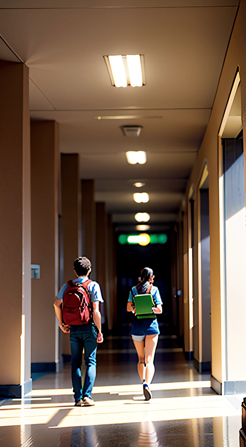 big university hallway with lots of adult students