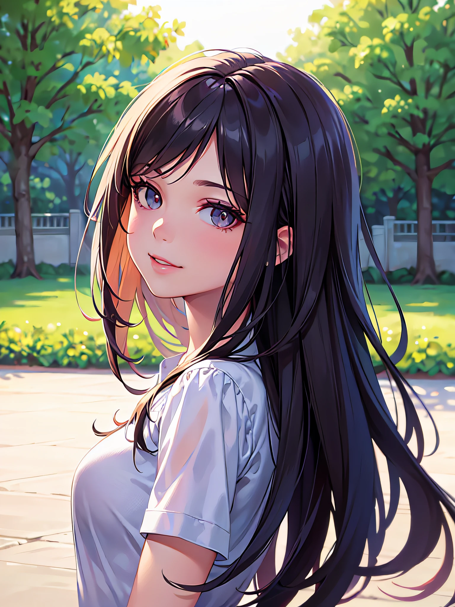 ((Best Quality:1.2, 8K, Sharp Focus, master piece: 1.2, natural Light, extremely details CG, beautiful Girl:1.2, reality, Detailed face textures, Realistic skin, beautiful makeup, Detailed bangs)), (depth of fields), Bokeh background, Head tilt, Smile, brown long hair, Cowboy Shot, (pink crop jacket), wind, selfie , from side, looking at viewer