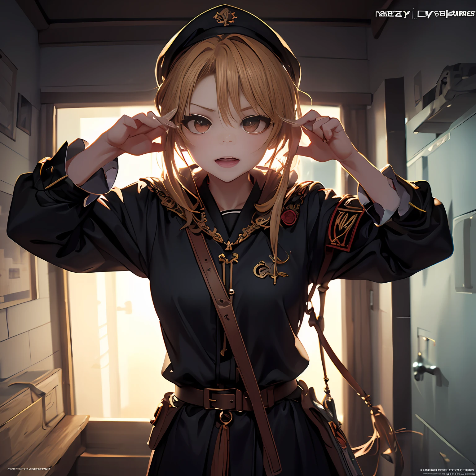 --2d anime --Anime --Primeiro trabalho --anime premiado, --Garota elfa (((--Heterocromia))) --excited --Pose sedutora --Seios pequenos --Bunda pequena --Estilo "Loli" --Cyberpunk --Soviet uniform clothes , --Hard bass --menina russa, (((((co. Blyat))))) , --Detailed digital art --High quality 8K --Detailed Artgerm --Aesthetic perfection --Intricate details --Cinematic lighting --Lighting highlight --SSAA --Smooth rendering --No noise --Dynamic scenery Dynamic fantasy medieval Russian street --Rudeus Style.
