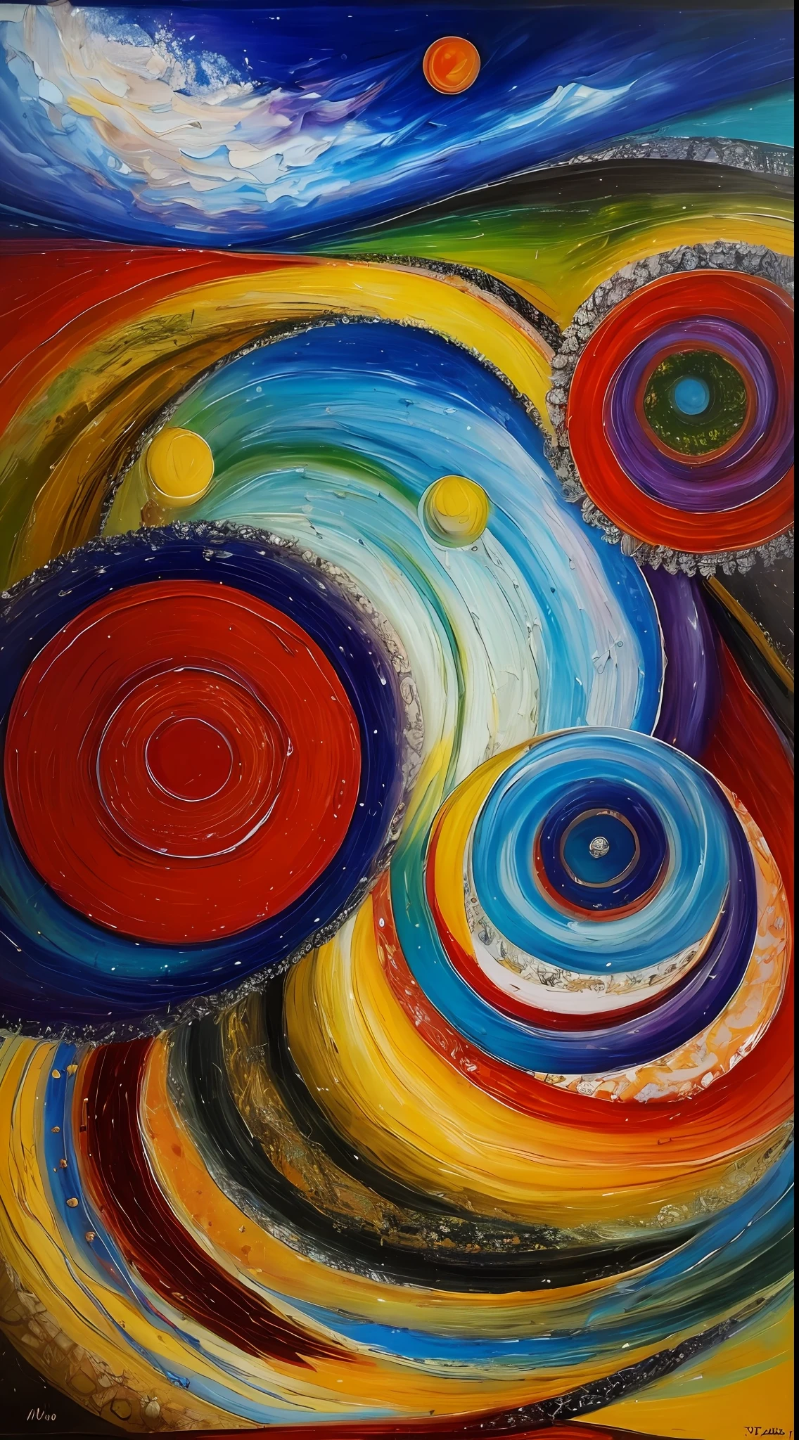 "(obra maestra) (Altamente detallado) painting oil painting, tonos vivos, abstracto, predominio de morados, extravagante, precioso, arte"