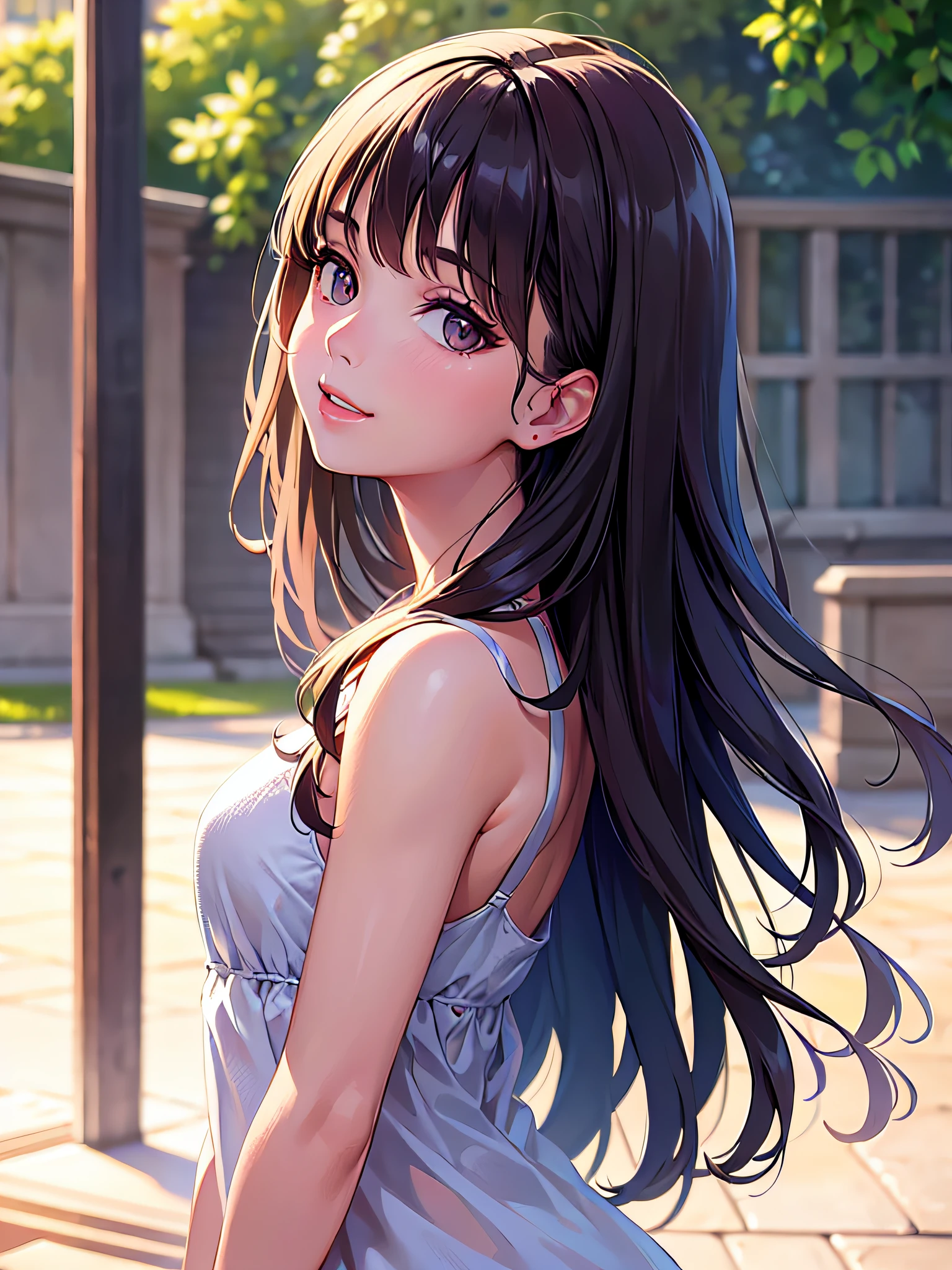 ((Best Quality:1.2, 8K, Sharp Focus, master piece: 1.2, natural Light, extremely details CG, beautiful Girl:1.2, reality, Detailed face textures, Realistic skin, beautiful makeup, Detailed bangs)), (depth of fields), Bokeh background, Head tilt, Smile, brown long hair, Cowboy Shot, (pink crop jacket), wind, selfie , from side, looking at viewer
