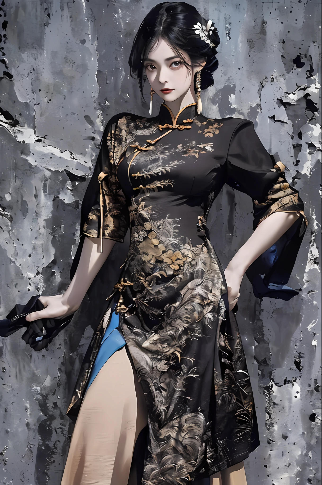 ((((Dramatic))), (((grittiness))), (((Intense))) The movie poster features a young woman as the central character。She stands confidently in the center of the poster,Wear Chinese warrior clothing,with a determined expression on her face。The background is dark and gritty,There is a sense of danger and a strong feeling。The text is bold and eye-catching,With catchy slogans,Adds to the overall drama and excitement,Dotted with bright colors,Make the poster dynamic and visually striking,tachi-e (Magazines:1.3), (Cover-style:1.3), Fashionab, woman, vibrant, Outfit, posing on a, Front,rich colourful,dyna,Background with,Chinese elements,self-assured,Expressing the,halter,statement,Attachment,A majestic,coil,Runt,Touching pubic area,Scenes,text,Cover of a,boldness,attention-grabbing,