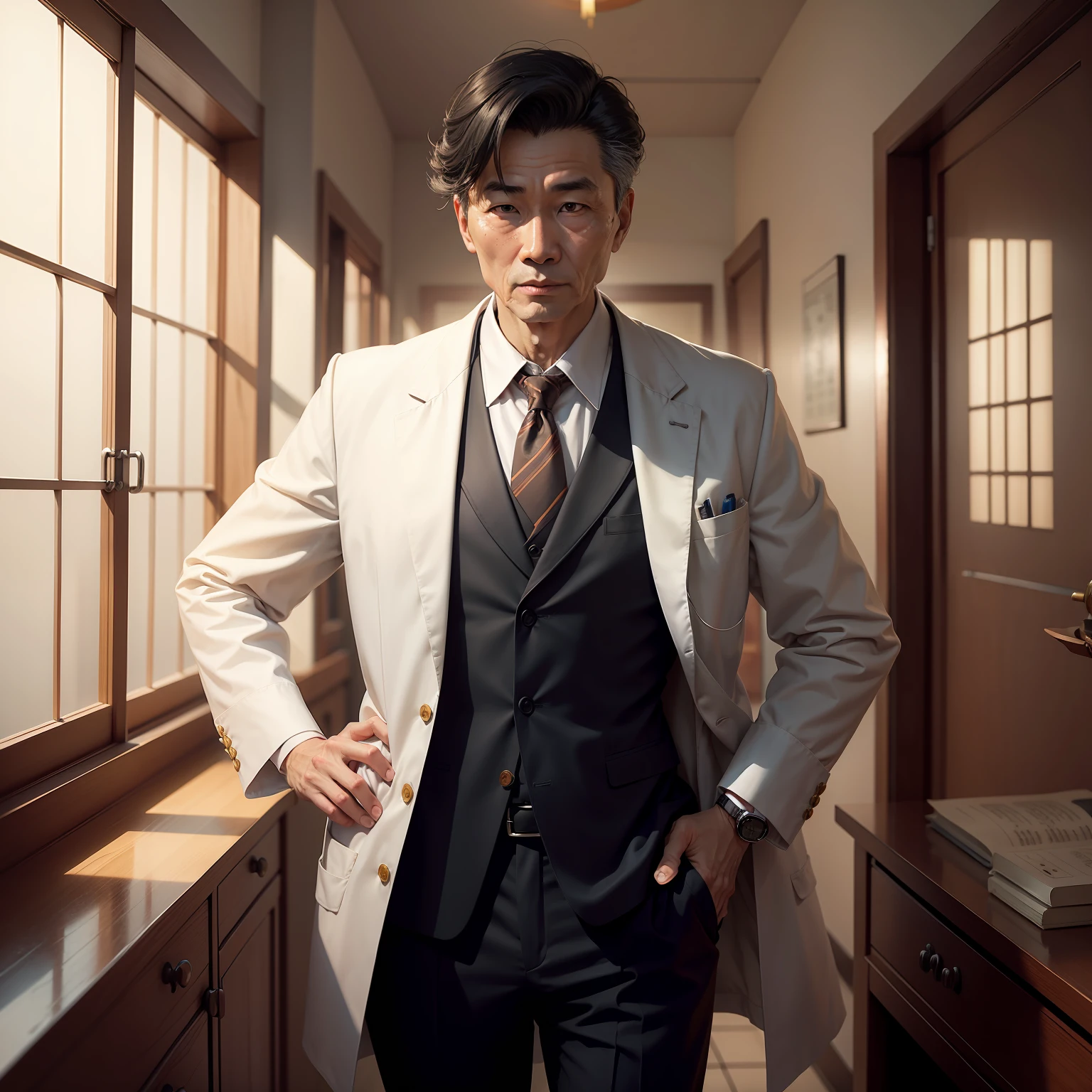 Old Chinese medicine doctor in the hospital，gentleman，The style to be drawn，Don't be a real person --auto