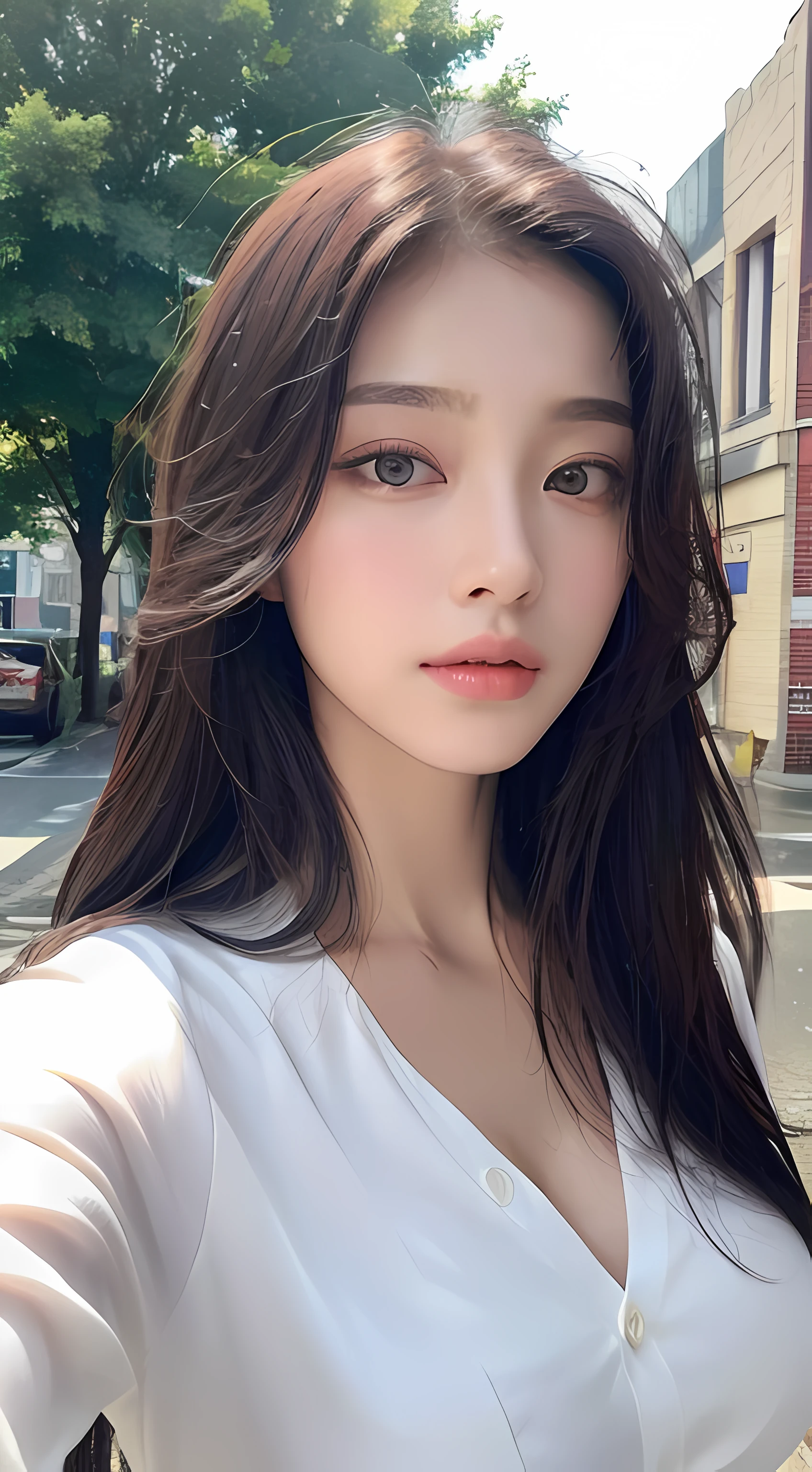 ((Best Quality, 8K, Masterpiece: 1.3)), Sharp: 1.2, Perfect Body Beauty: 1.4, Slim Abs: 1.2, ((Layered Hairstyle, Big Breasts: 1.2)), (Wet White Button Long Shirt: 1.1), (Rain, Street: 1.2), Wet: 1.5, Highly Detailed Face and Skin Texture, Detailed Eyes, Double Eyelids, Looking at the Camera
