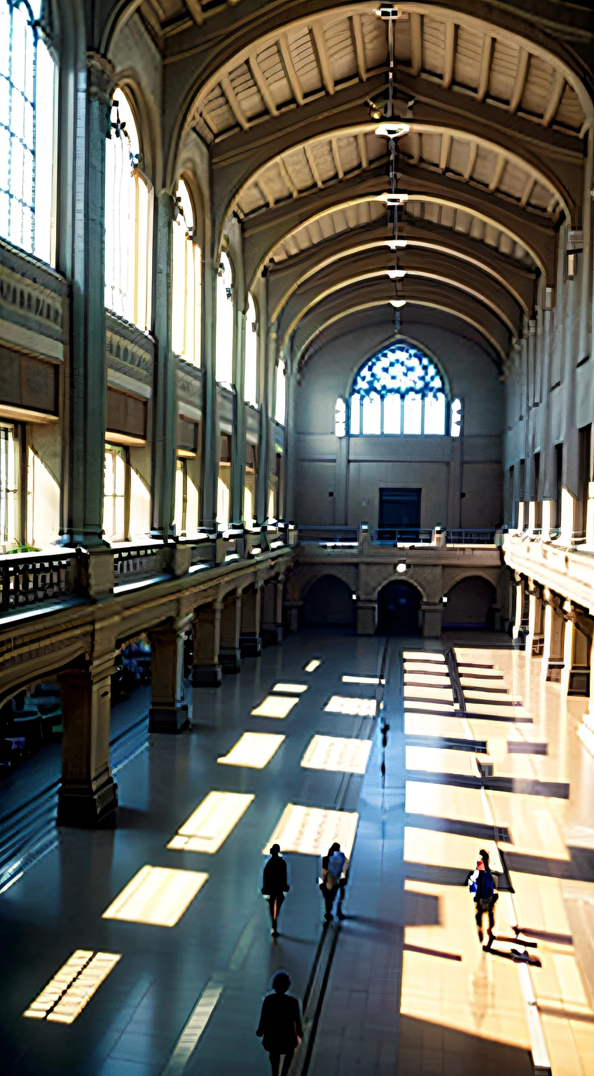 inside of a big university hall, lots of students