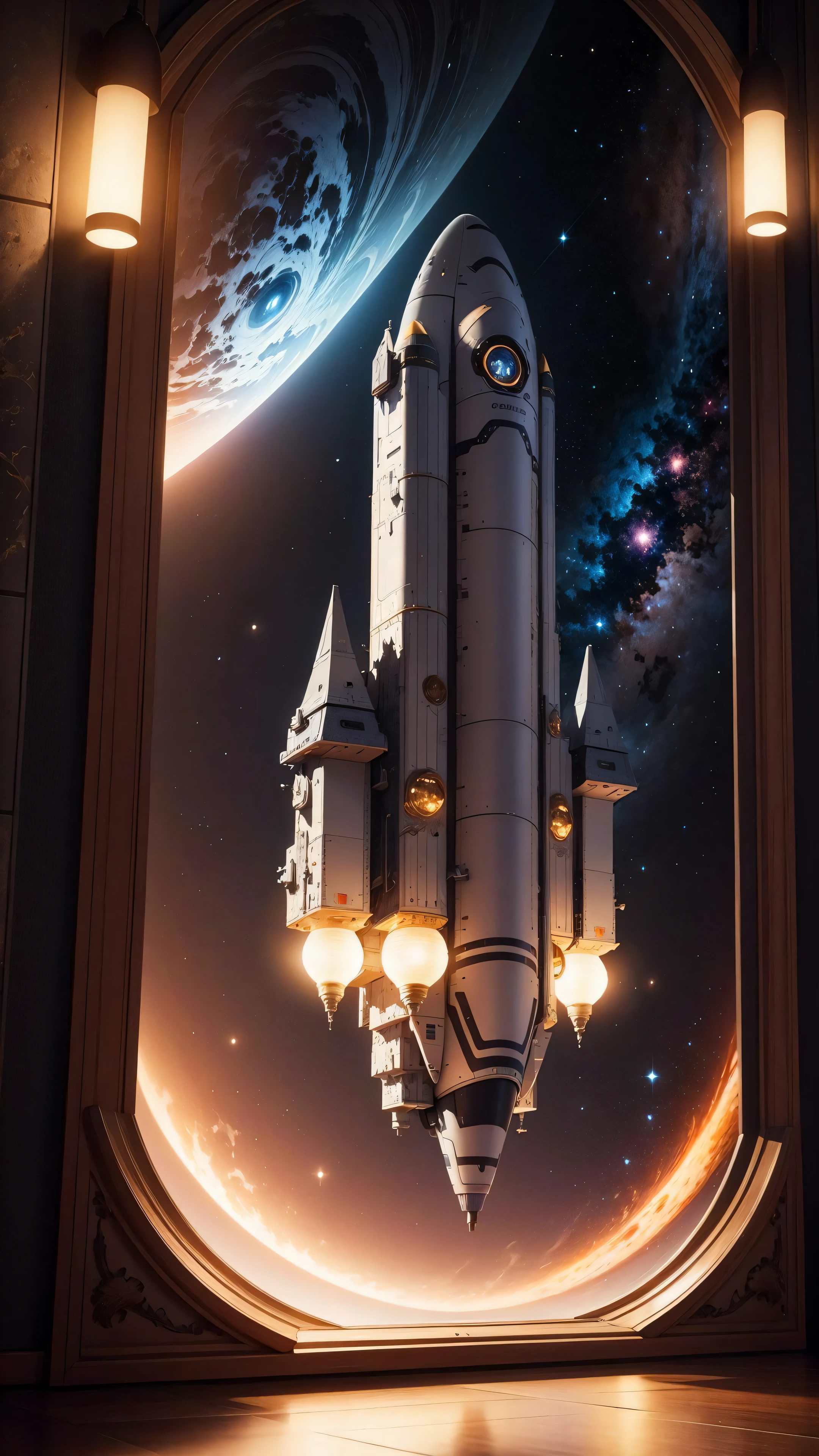 spaceship, universe, galaxy, earth,
(masterpiece:1,2), best quality, masterpiece, highres, original, extremely detailed wallpaper, perfect lighting,(extremely detailed CG:1.2), vibrant details