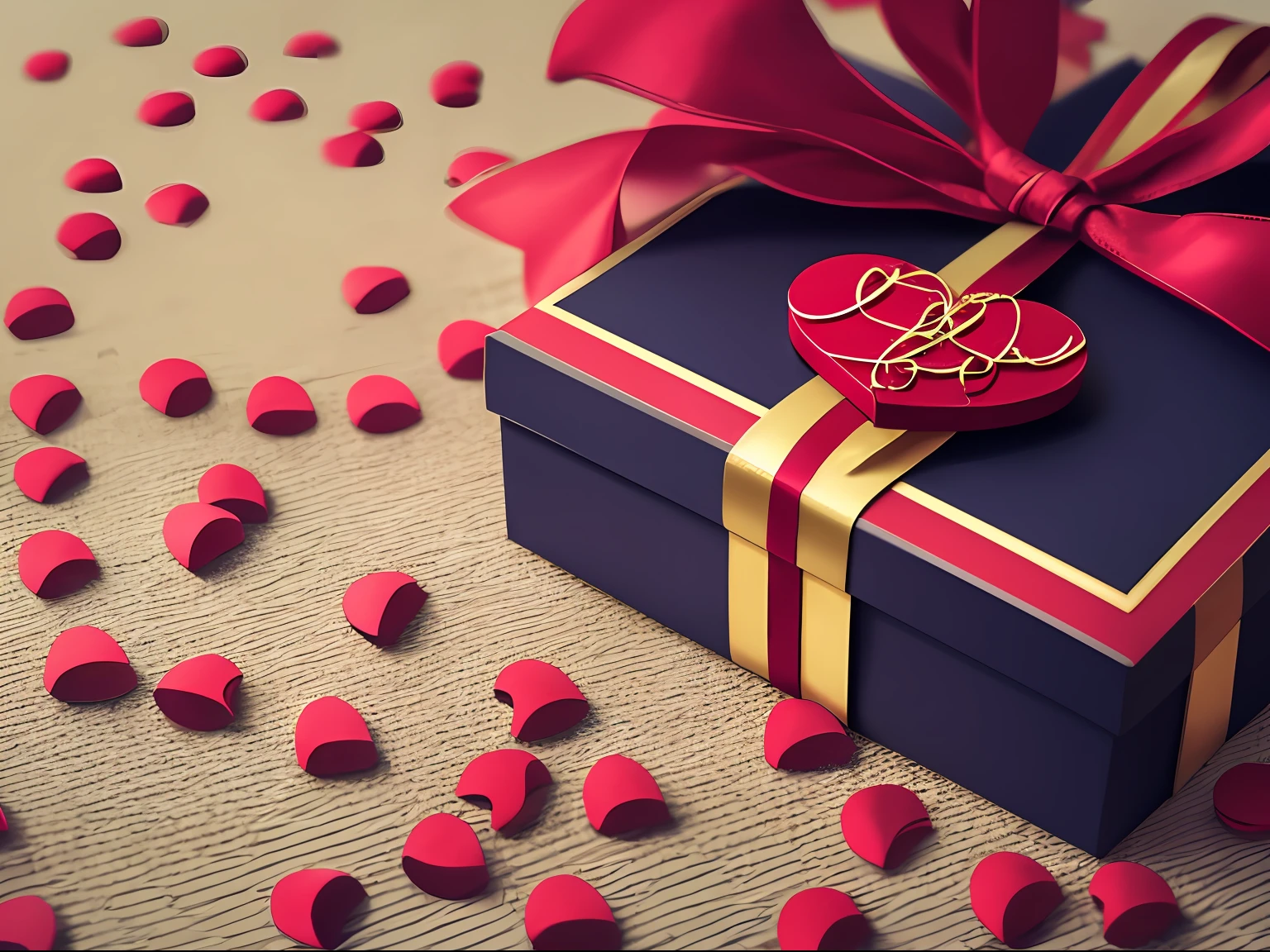 Valentine's Day poster,Gift box ribbon,romantic atmoshere,Real shooting,High-quality photo,Still life shooting,romantic atmoshere,poster for,E-commerce,8K high quality