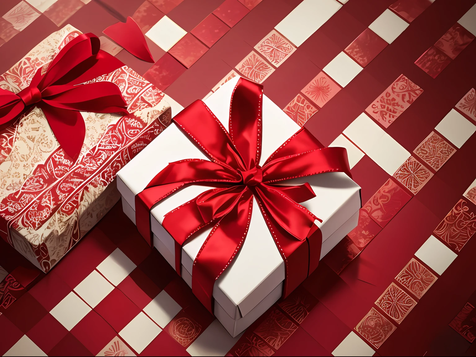 Valentine's Day poster，Gift box ribbon，romantic atmoshere，Real shooting，high-quality photo，Still life shooting，romantic atmoshere，poster for，E-commerce，8K high quality
