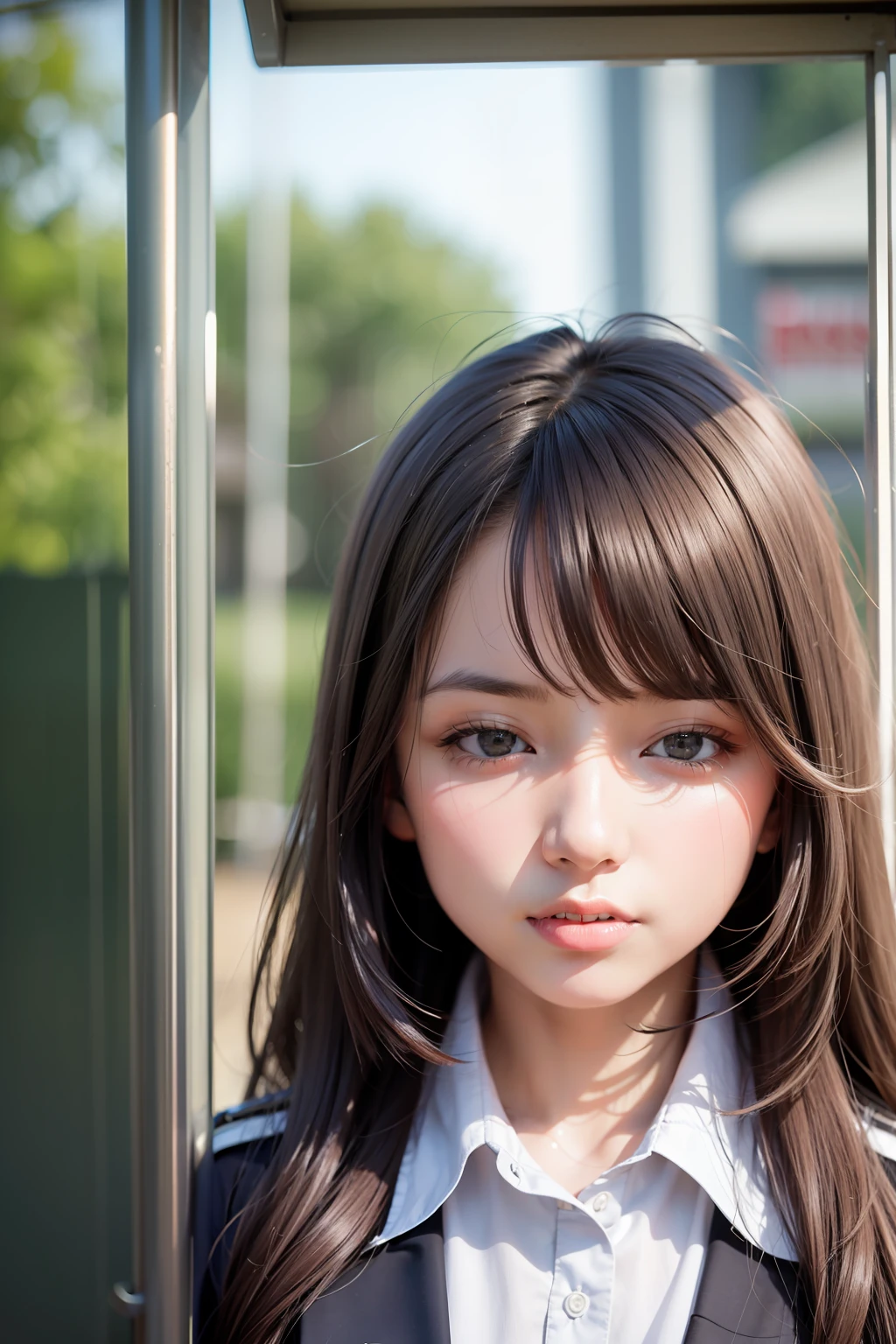 high detal、highly accurate、Way back、Bus stop、１High school girl in uniform