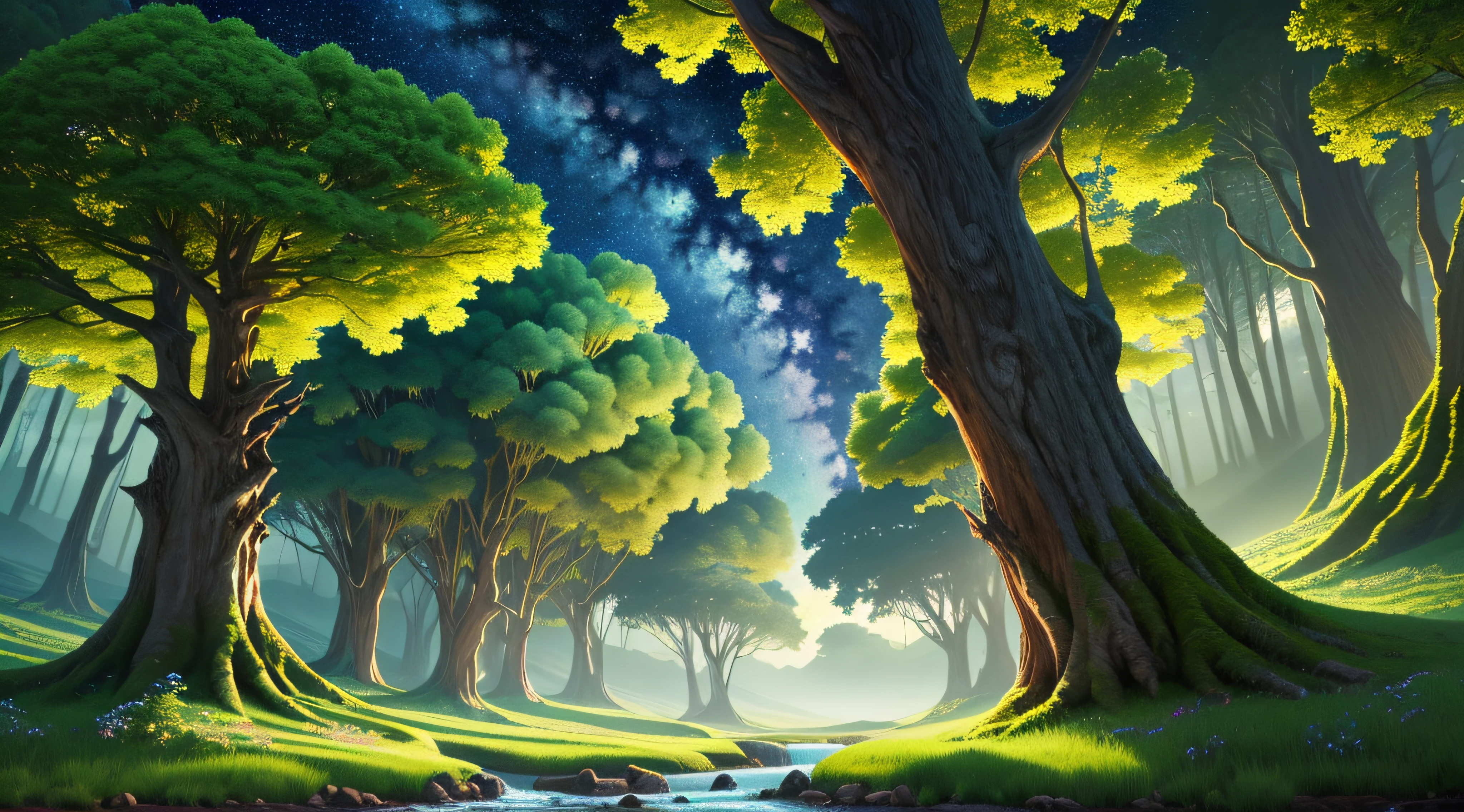Realistic, authentic, beautiful and amazing landscape oil painting Studio Ghibli Hayao Miyazaki&#39;s petal grassland with blue sky and white clouds