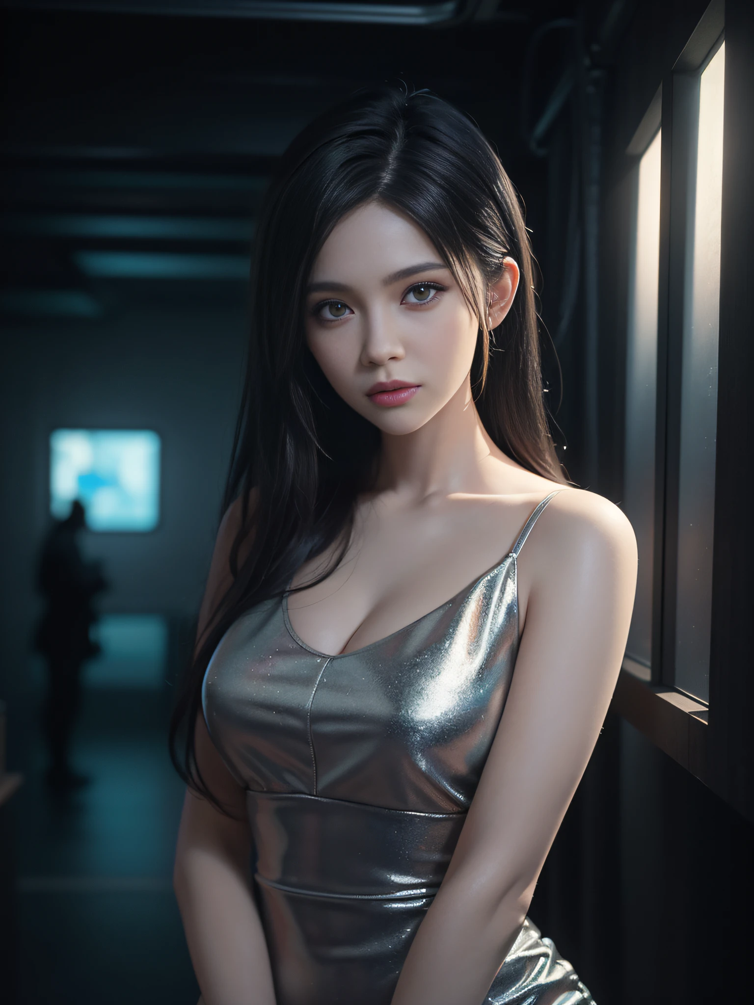 ((Best quality)), ((masterpiece)), (detailed:1.4), 3D, an image of a beautiful cyberpunk female,HDR (High Dynamic Range),Ray Tracing,NVIDIA RTX,Super-Resolution,Unreal 5,Subsurface scattering,PBR Texturing,Post-processing,Anisotropic Filtering,Depth-of-field,Maximum clarity and sharpness,Multi-layered textures,Albedo and Specular maps,Surface shading,Accurate simulation of light-material interaction,Perfect proportions,Octane Render,Two-tone lighting,Wide aperture,Low ISO,White balance,Rule of thirds,8K RAW,