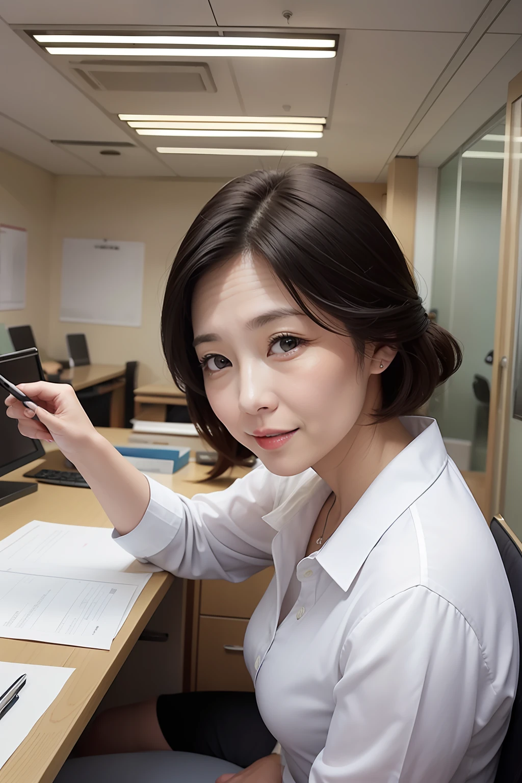 A 45-year-old female president who works on holidays in the 7th floor office in Akasaka