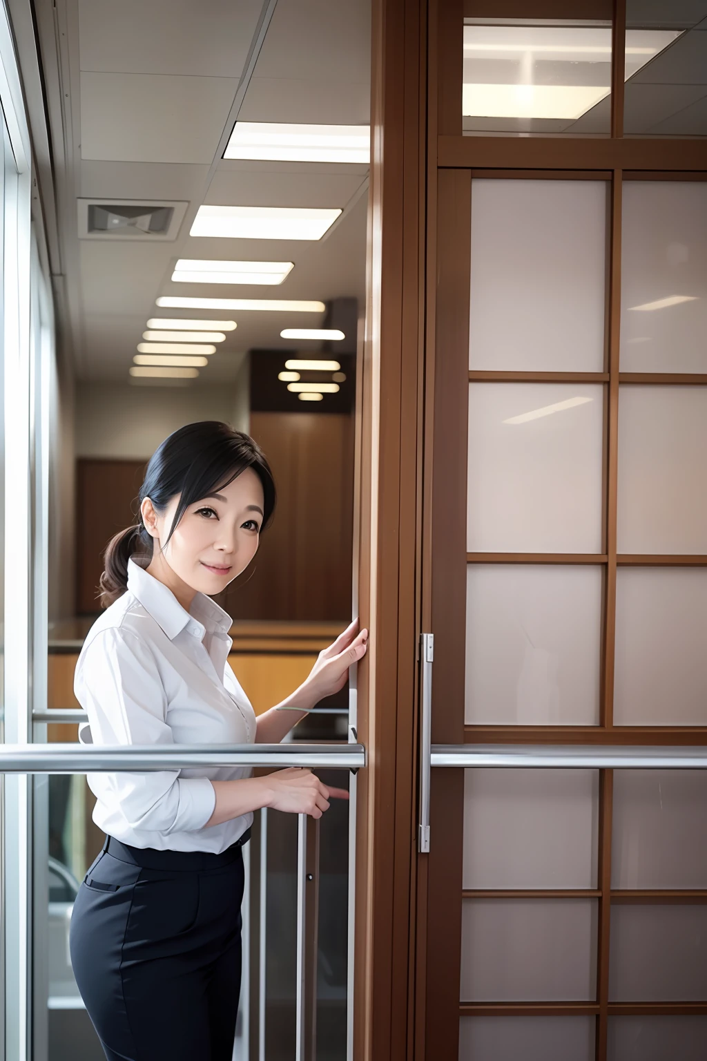 A 45-year-old female president who works on holidays in the 7th floor office in Akasaka