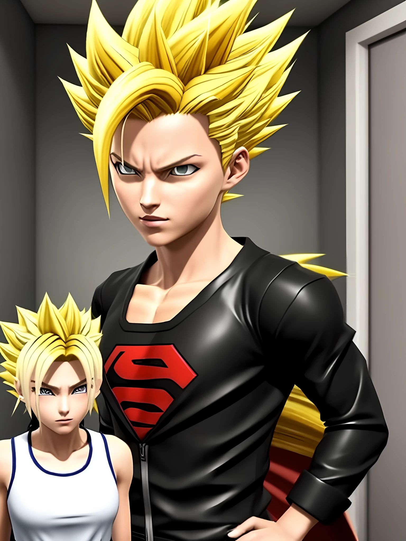 barnet, super sayan, loira, no quarto, realistic, menina