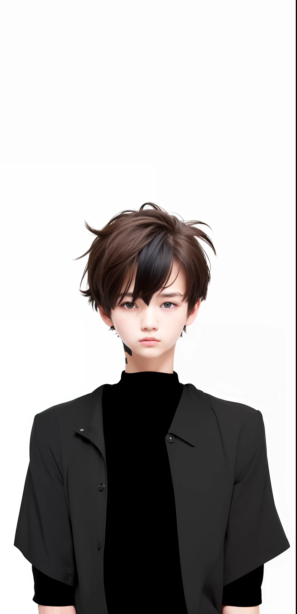 1boy, black jacket, black shirt, brown hair, dark blue eyes, realistic, ultra detail, 