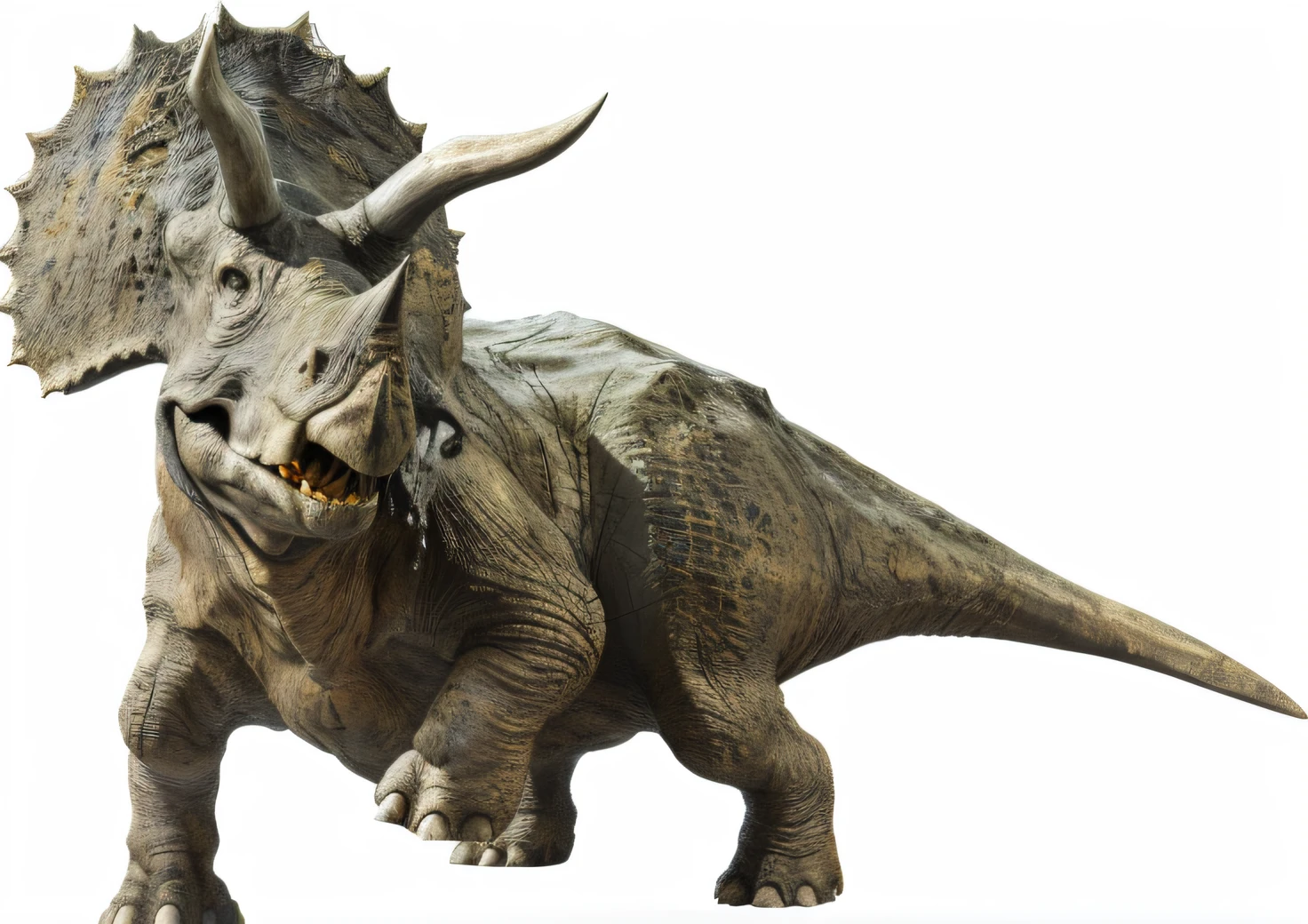 Close up of Triceratops statue on black background, triceratops, Rhino rendering, dinosaur, ezio, trex, rendered in maya and houdini, hyper realisitc, rhino, jurassic image, tooth wu : : quixel megascans, high quality topical render, author:Harold von Schmidt, jurassic