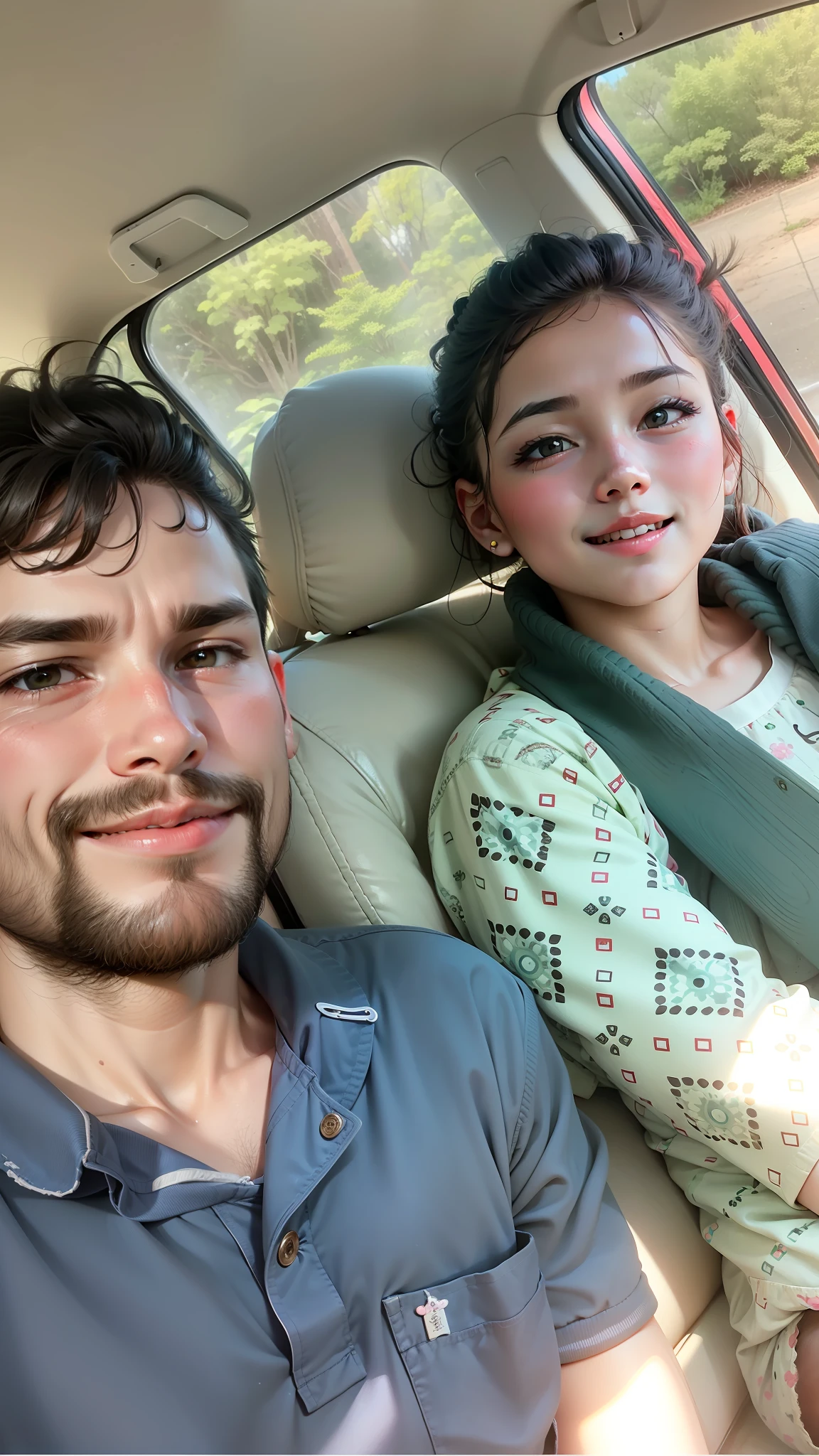 Create canny, between boy and girl, change girl face in cute girl, add little smile to girl