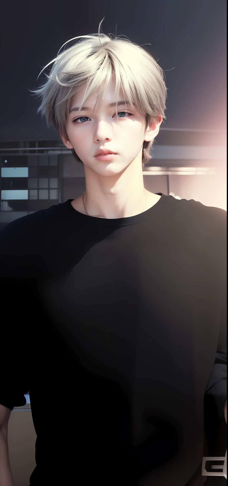 1boy, black jacket, black shirt, brown hair, dark blue eyes, realistic, ultra detail, baby face