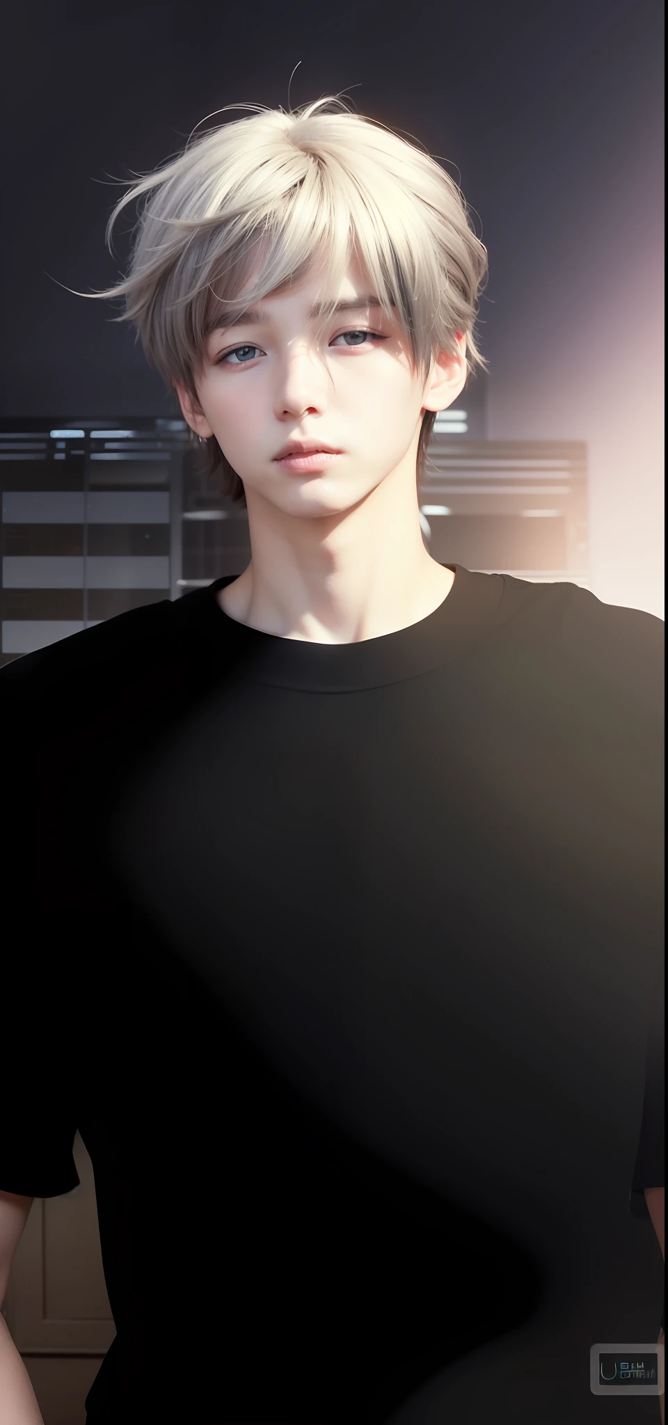 1boy, black jacket, black shirt, brown hair, dark blue eyes, realistic, ultra detail, baby face