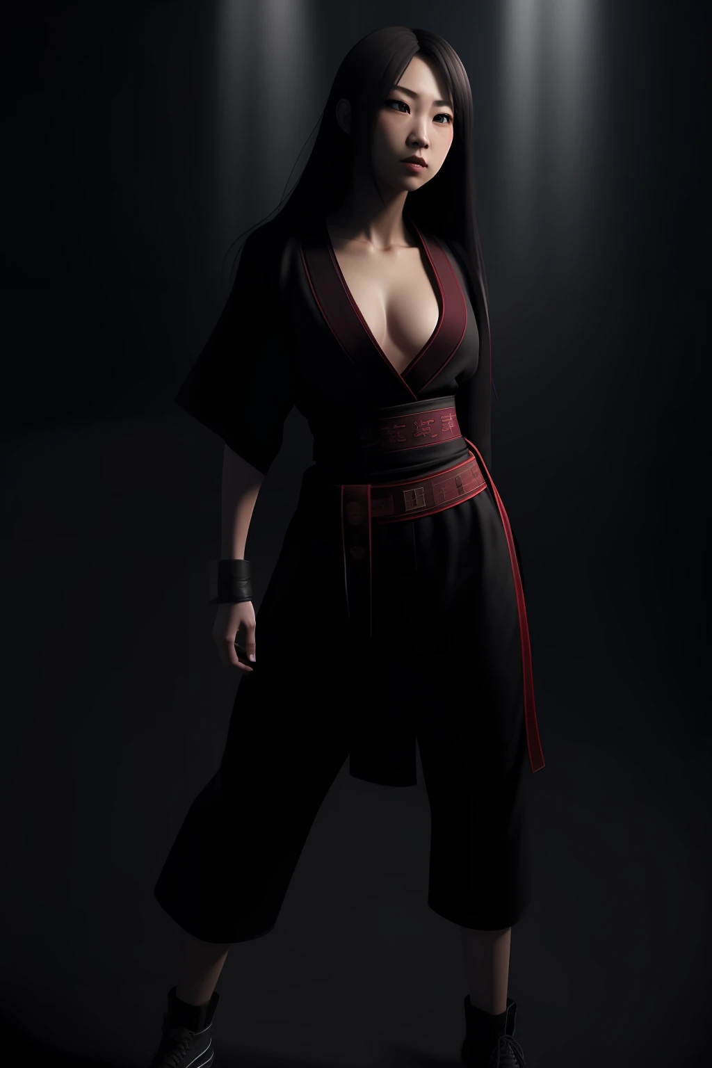 A girl, full body shot, photorealistic, dslr, Shaolin Female Monk, Long hair in the wind, the anime, Art, Artstation, revealing clothes, cleavage, pectorals, Average Breasts, Powerful, Masterpiece, intricately-detailed, ultra detailed face and eyes, Fantasy, Magic, martial arts, fight, In action, Put, Mystic, Brutal, fight, Berserk, Rage, anger, HD, 8K, (rim light:1.4)