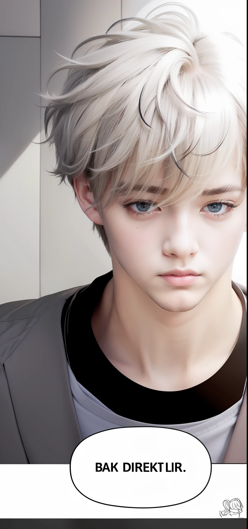 1boy, black jacket, black shirt, brown hair, dark blue eyes, realistic, ultra detail, baby face