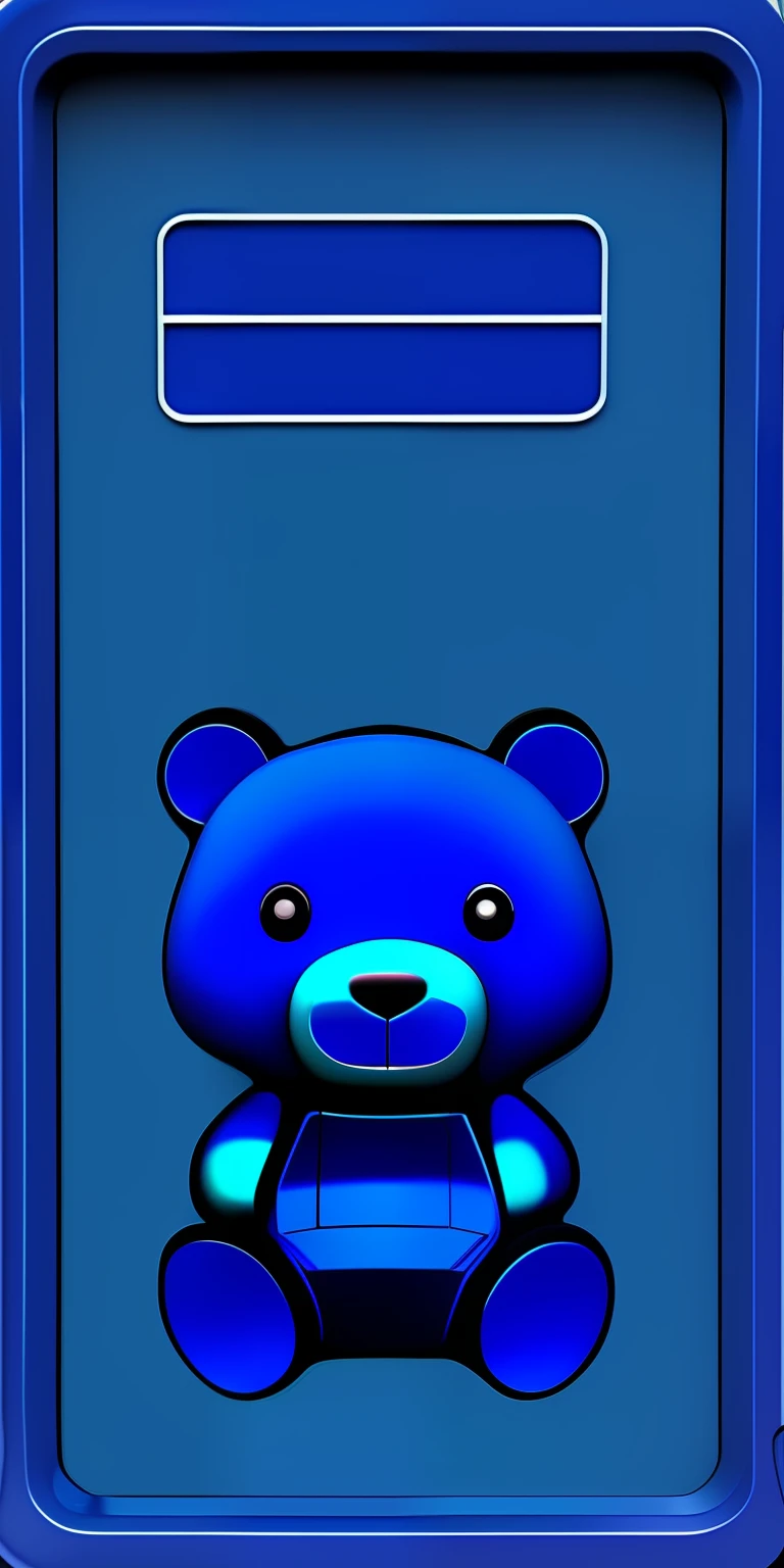 Close-up of blue phone case and blue teddy bear, Blue color, bearbrick, author：Tadashi Nakayama, sofubi, blue colors, Blue: 0.5, half robot half bear, blue backdrop, blue head, Dark blue, gummy bear, de um azul intenso, author：Matsumoto Taiyo, naoya tanaka