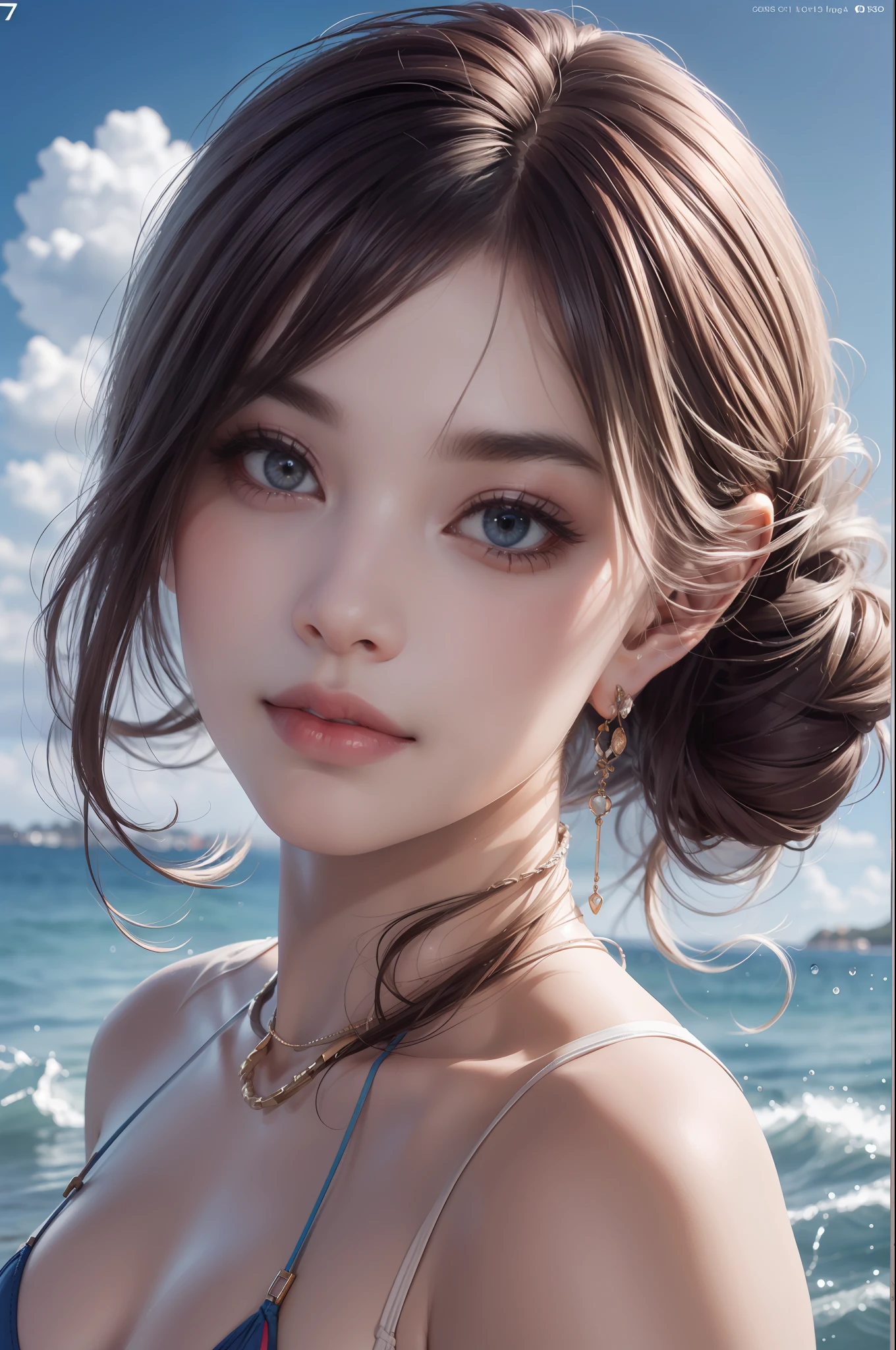 Photographic portrait of beautiful women, Sony α7, 35mm Lens, f1.8、Radiant_Rhythms, realistic bikini, beautiful woman, Beautiful girl, beautiful seaside, charming girls, realistic 3d style, photo realistic render