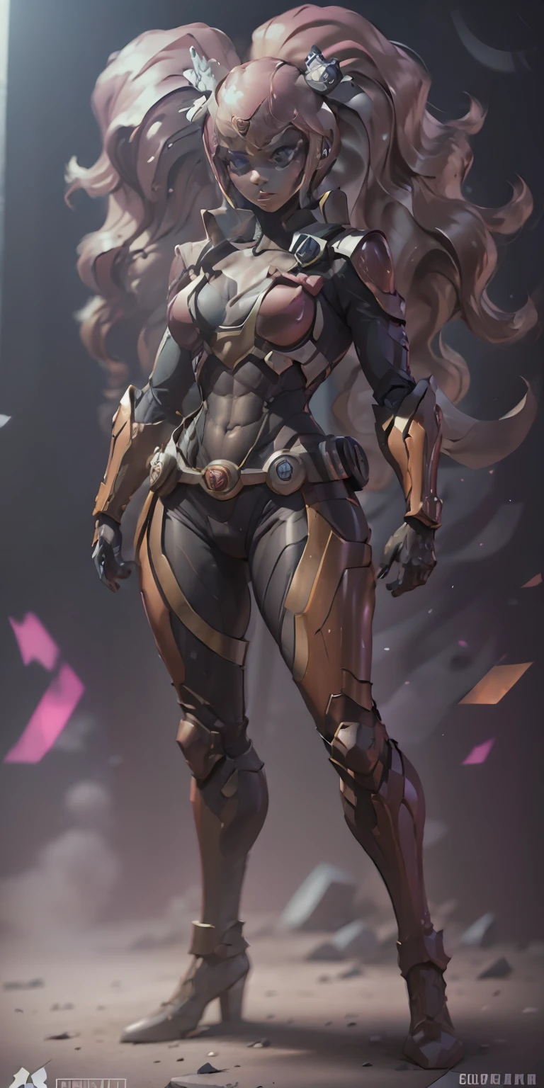 Pink Ranger from Power Rangers, frontal, full-length, looking at the camera, facing the audience, standing pose, simple background, three-dimensional light, detailed full-body concept, sleek digital concept art, beautiful full-body concept art, art trend, full-length CGsociety,