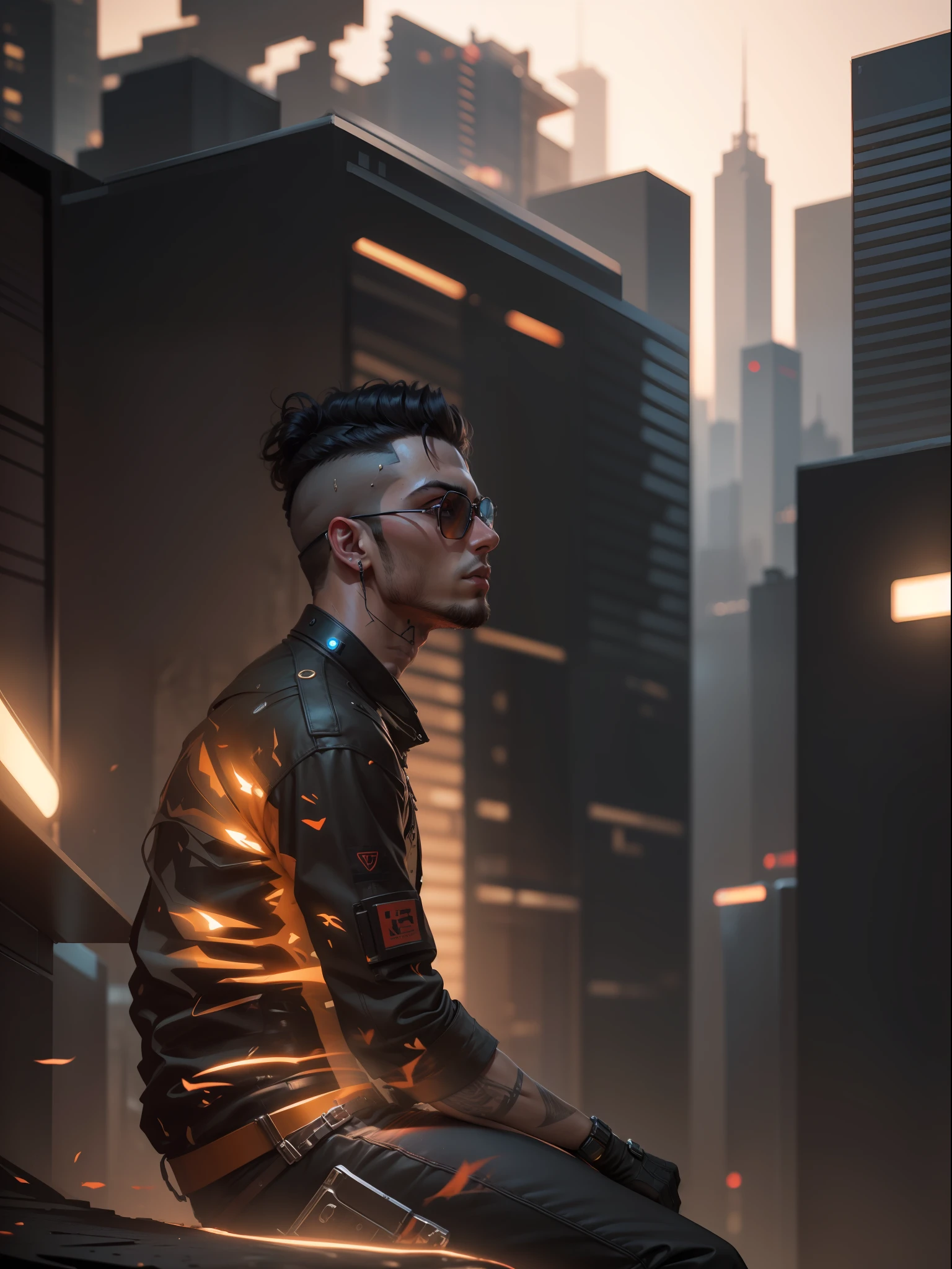Cyberpunk background handsome boy realistic face 4k