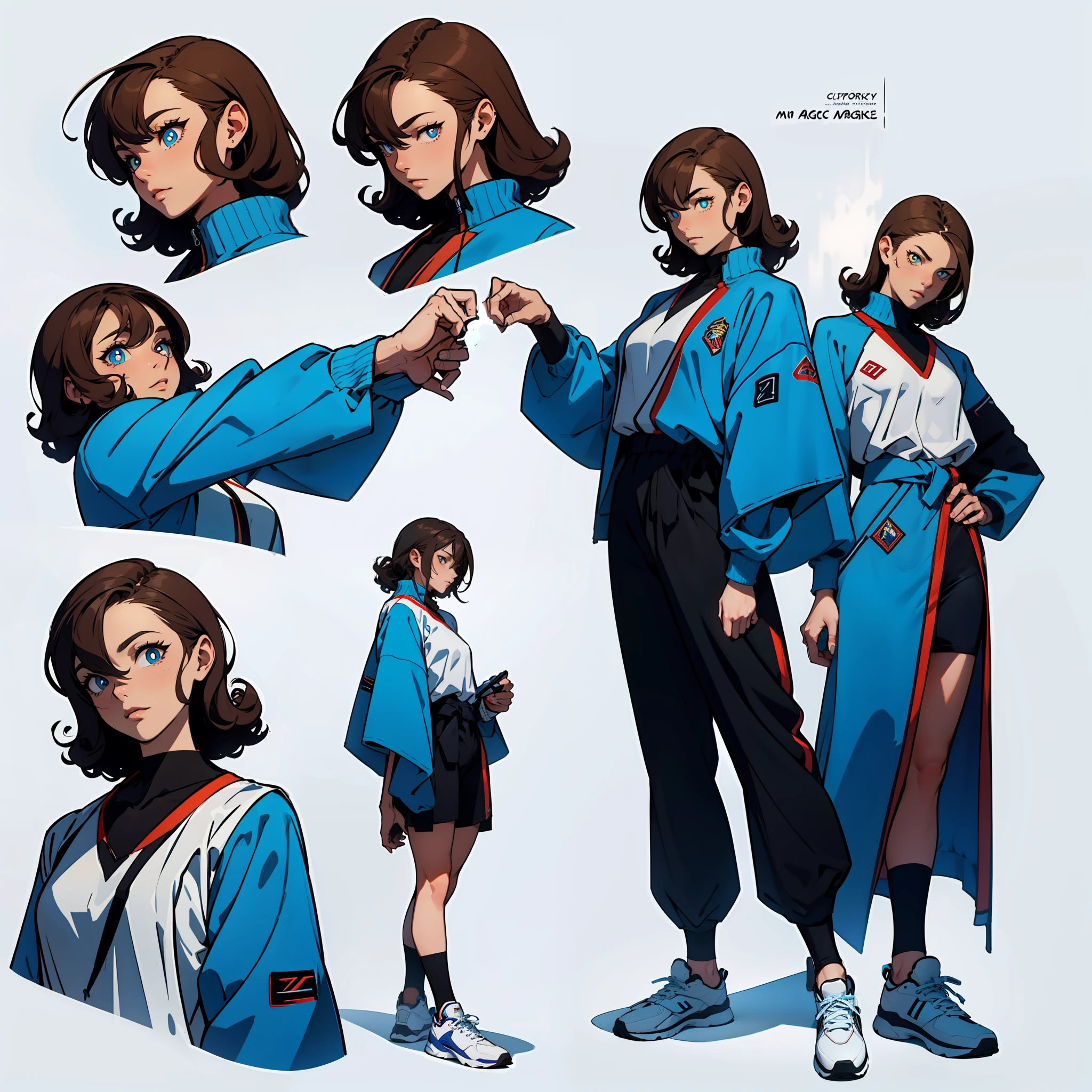 (8K high-definition)(Beautifully made)(Highly complete)Design character drawings,illustration,A man,Energetic,Brown hair is slightly curly,Delicate blue pupils,Beautiful eye shape,Energy motion dynamics,Sportswear,Trends are full of design,Light clothing,Bat in the hand,Blue flame effect effect,The background is the shape of the courthouse,fantasy,dream magical,Full body like