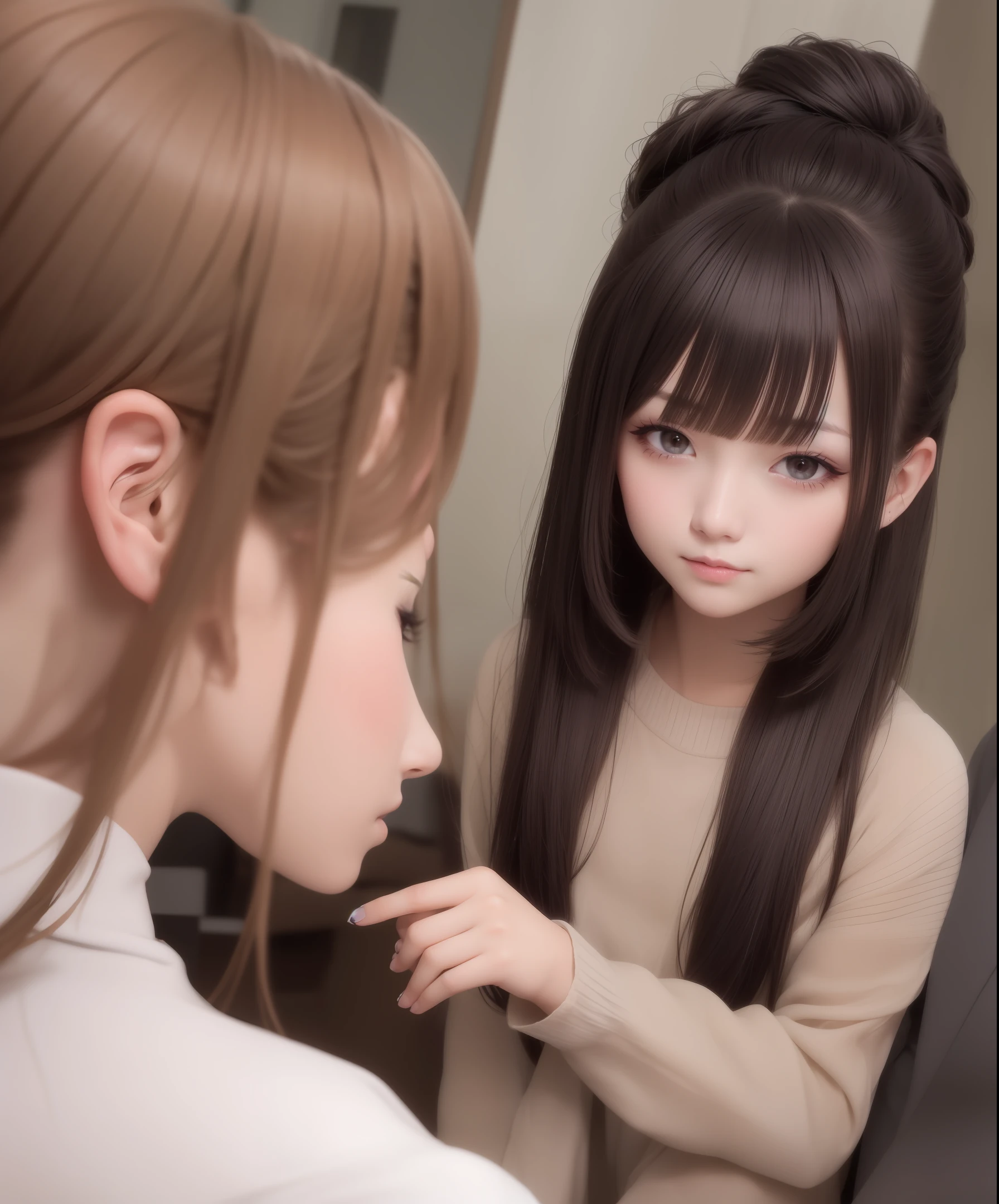 Beautuful Women、2guys、Longhaire、natural make up