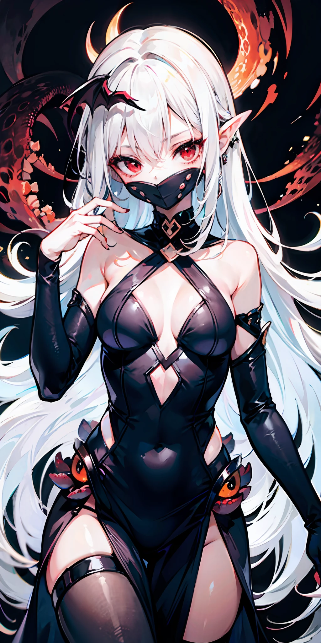 White hair, long hair, red eyes, succubus, octopus haunted,