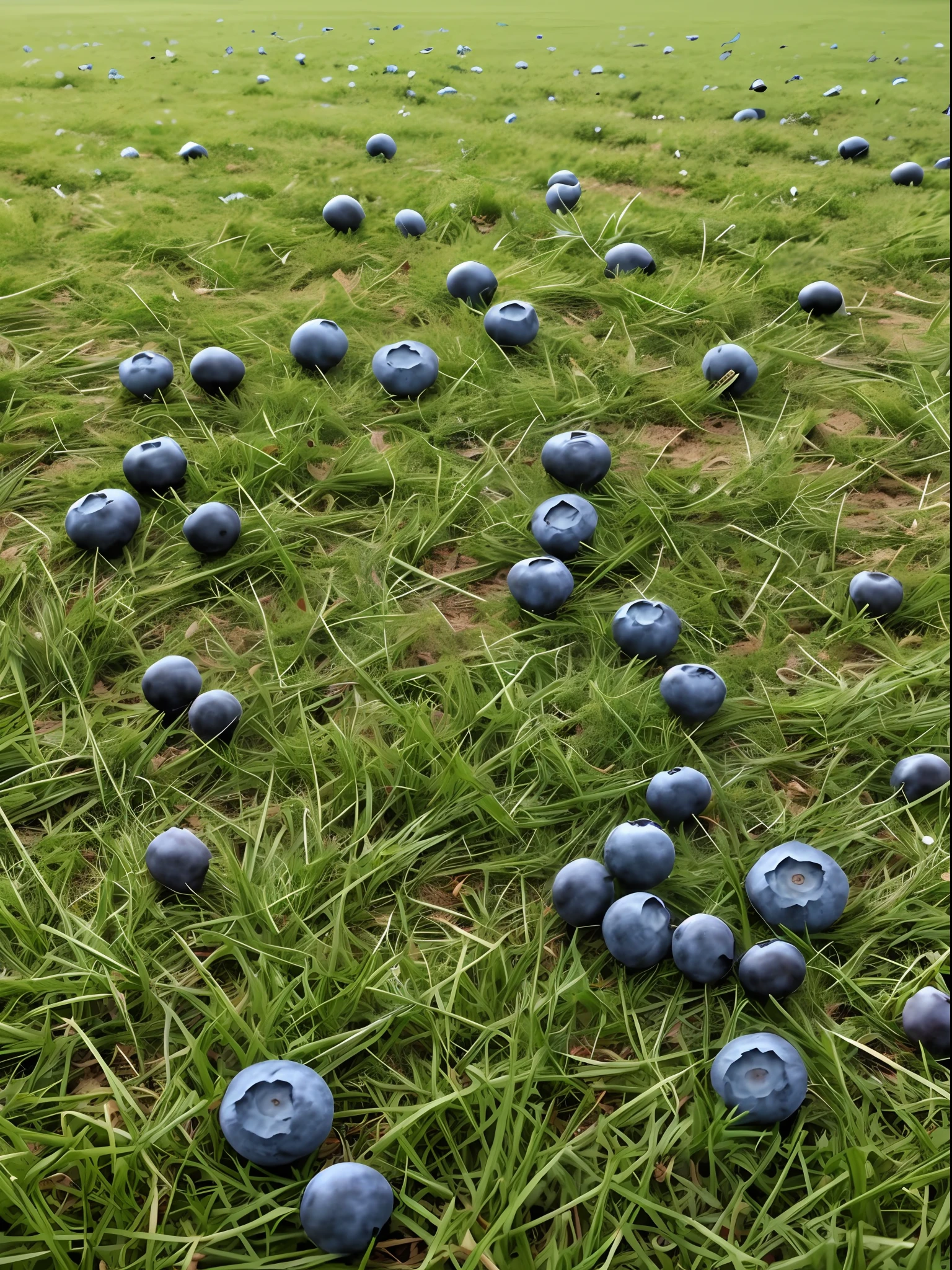 Large areas of blueberries are scattered on the grass --auto
