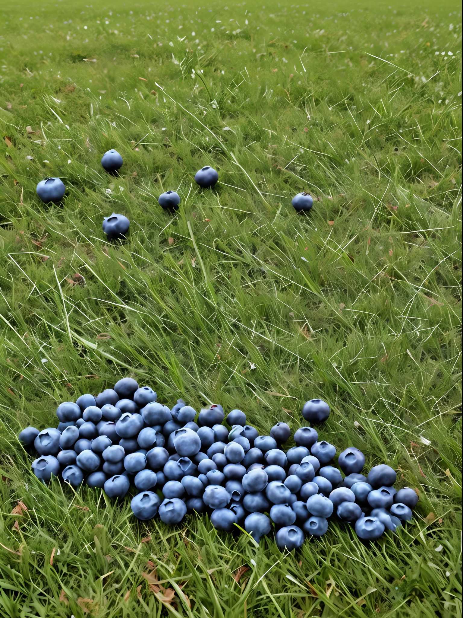 Large areas of blueberries are scattered on the grass --auto