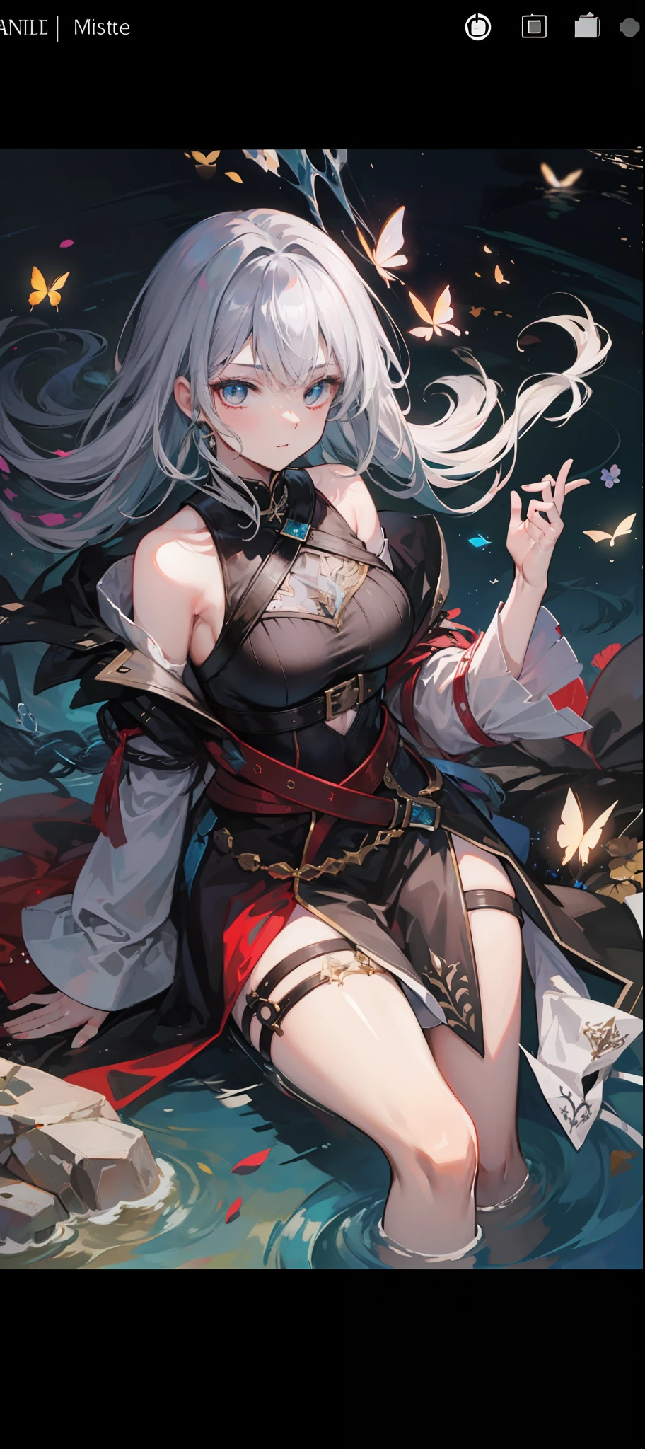 (tmasterpiece,top Quority,best qualtiy,offcial art,Beauty and aesthetics:1.2)teens girl,the witcher,mages,sorceress woman,afloat,(high saturated),(colorful splashs),Bubbles of color,(shiny), hair braids, Light gray hair, By bangs, hair loops, floating butterflies, Floating hair, (shiny), best illuminate, best shadow,magia