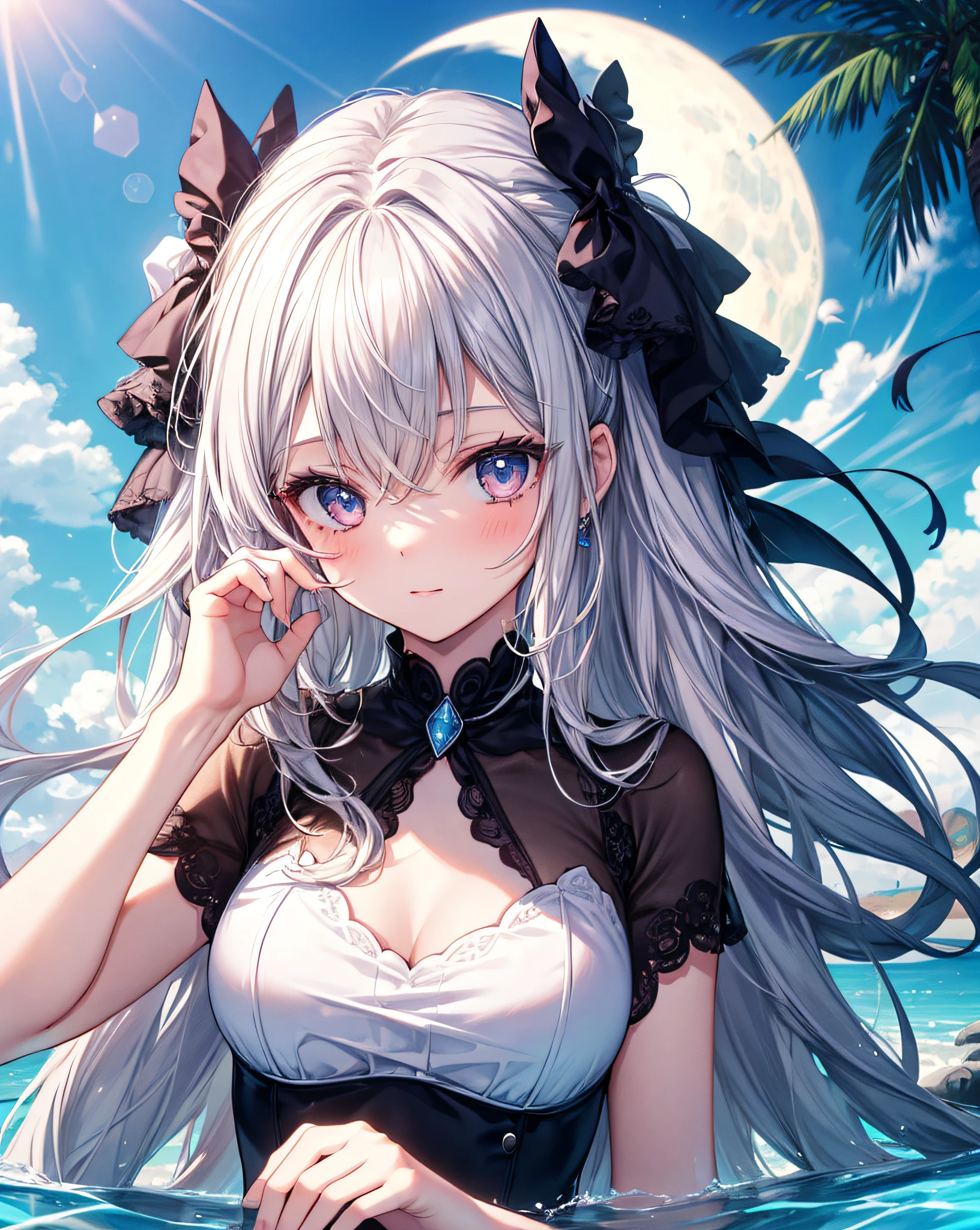 1girl, solo, ((masterpiece)), ((best quality)), virtual water, a girl, perfect hands, five fingers,