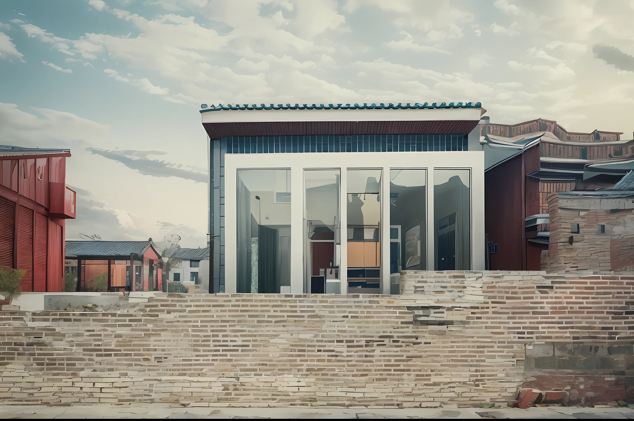 There is a brick wall, open wall architecture, author:Yi Zaiwan, jia ruan, author:Simon Garn, by Ni Yuanlu, jin shan, ji-min, author:Li Zai, shaxi, archdaily, mingchen shen, Shin Jung-ho, arhitectural shot, author:Master of Han Chinese