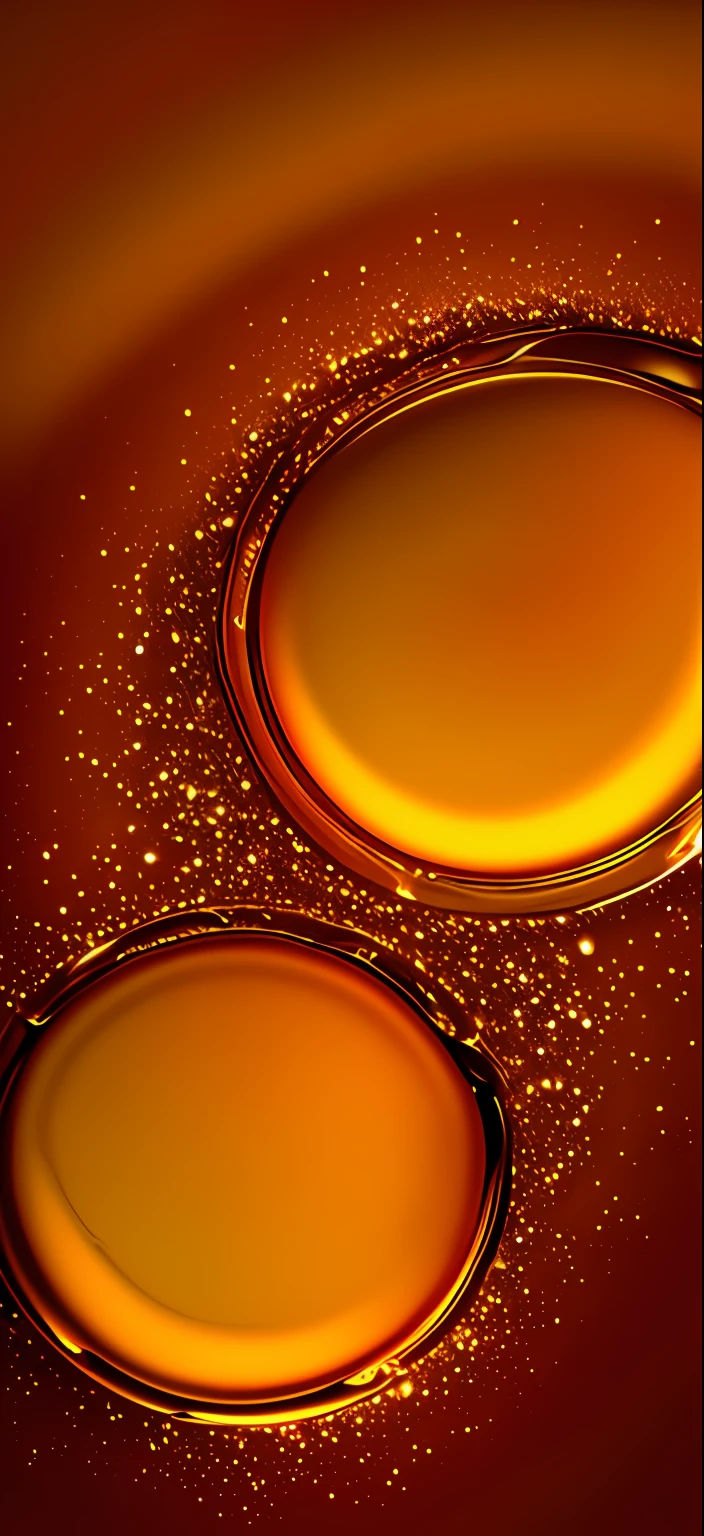 There are two glasses of liquid sitting side by side, liquid translucent amber, Glossy surface, soft organic abstraction, abstract liquid, Ultra detail. Digital painting, golden smooth material, jelly - like texture. photographed, author:Doug Olson, golden organic structures, iphone detailed photo, highly detailed 8k photography, middle close up composition, high angle close up shot