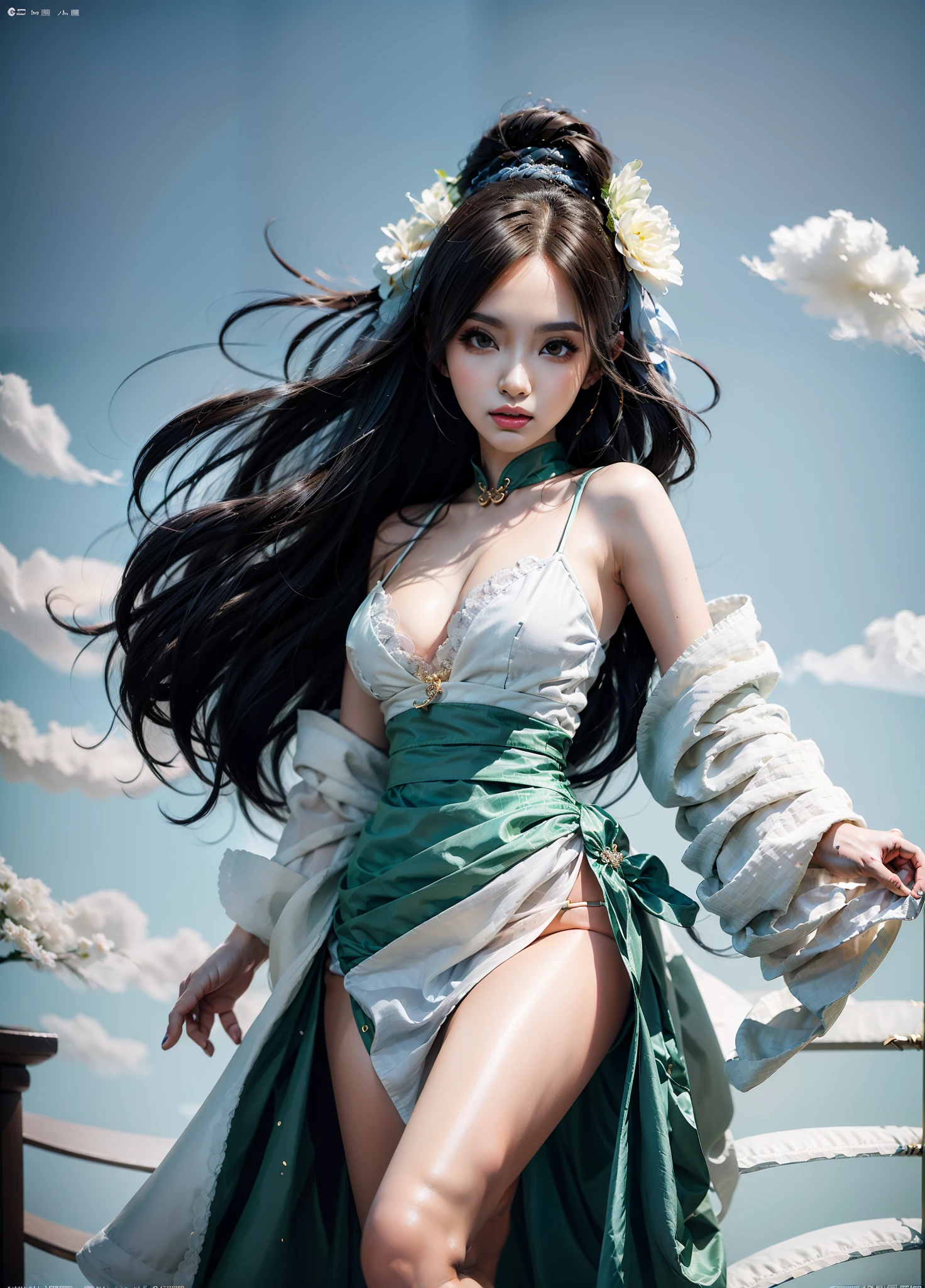 Anime girl with long hair and blue and white dress、Onmyoji、portrait onmyoji、Official Character Art、Detailed Art of Onmyoji、official artwork、inspired by Nishikawa Sukenobu、Negao、anime moe art style、akali、digital art from danganronpa、Shirabii、offcial art、waifu、Miku
