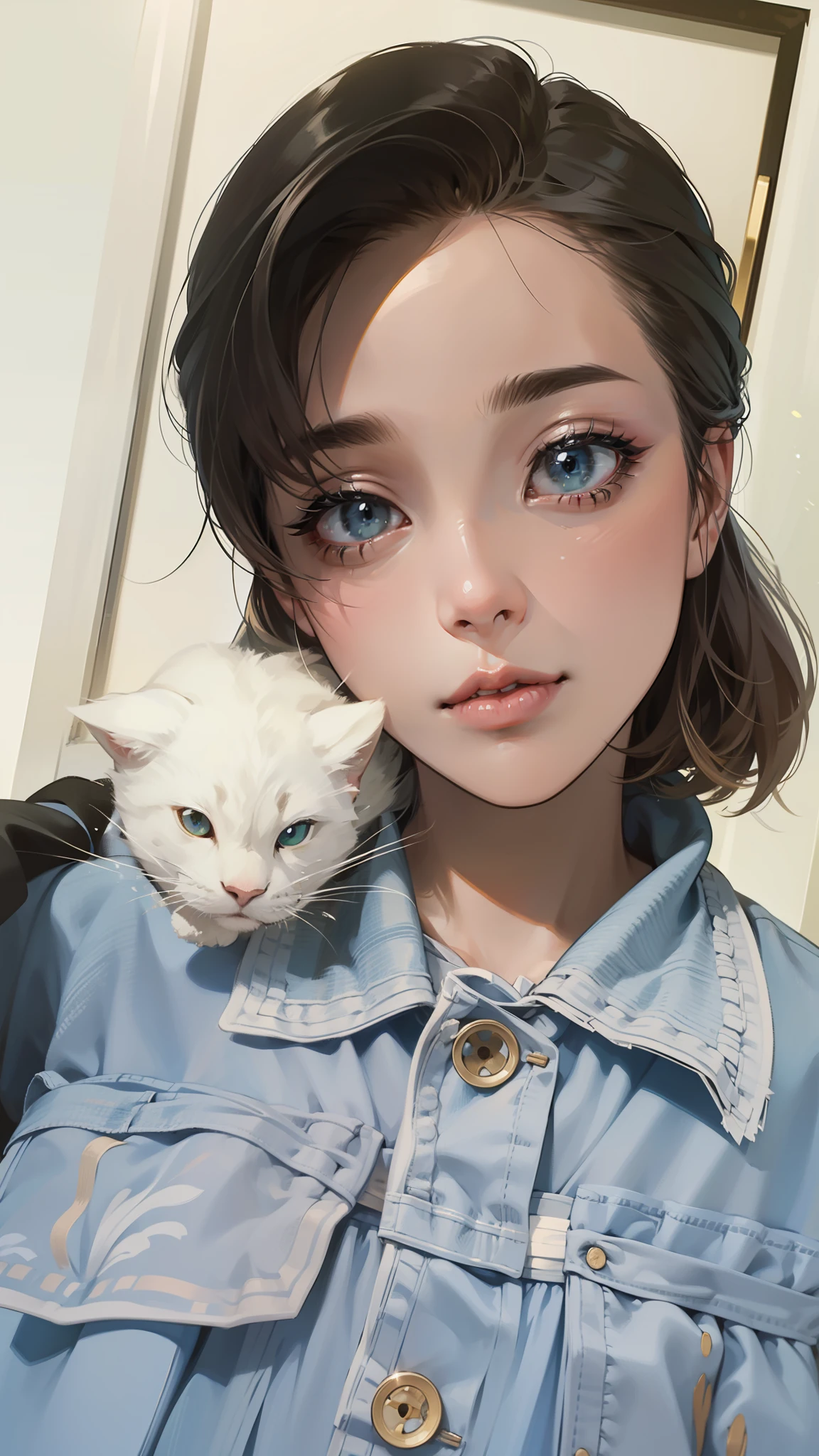 tmasterpiece,Best quality at best,a perfect face,A kawaii face,1girll,Totoro,looking at viewert,Close-up Shot Shot,8K,Gradient filter,filmgrain,The style of Franois Boucher,oil painted