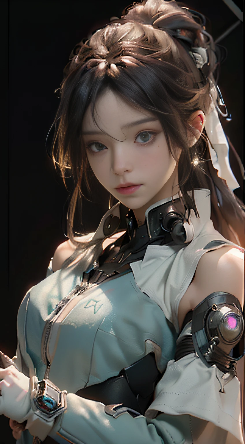 ((Best quality)), ((masterpiece)), (detailed:1.4), 3D, an image of a beautiful cyberpunk female,HDR (High Dynamic Range),Ray Tracing,NVIDIA RTX,Super-Resolution,Unreal 5,Subsurface scattering,PBR Texturing,Post-processing,Anisotropic Filtering,Depth-of-field,Maximum clarity and sharpness,Multi-layered textures,Albedo and Specular maps,Surface shading,Accurate simulation of light-material interaction,Perfect proportions,Octane Render,Two-tone lighting,Wide aperture,Low ISO,White balance,Rule of thirds,8K RAW,