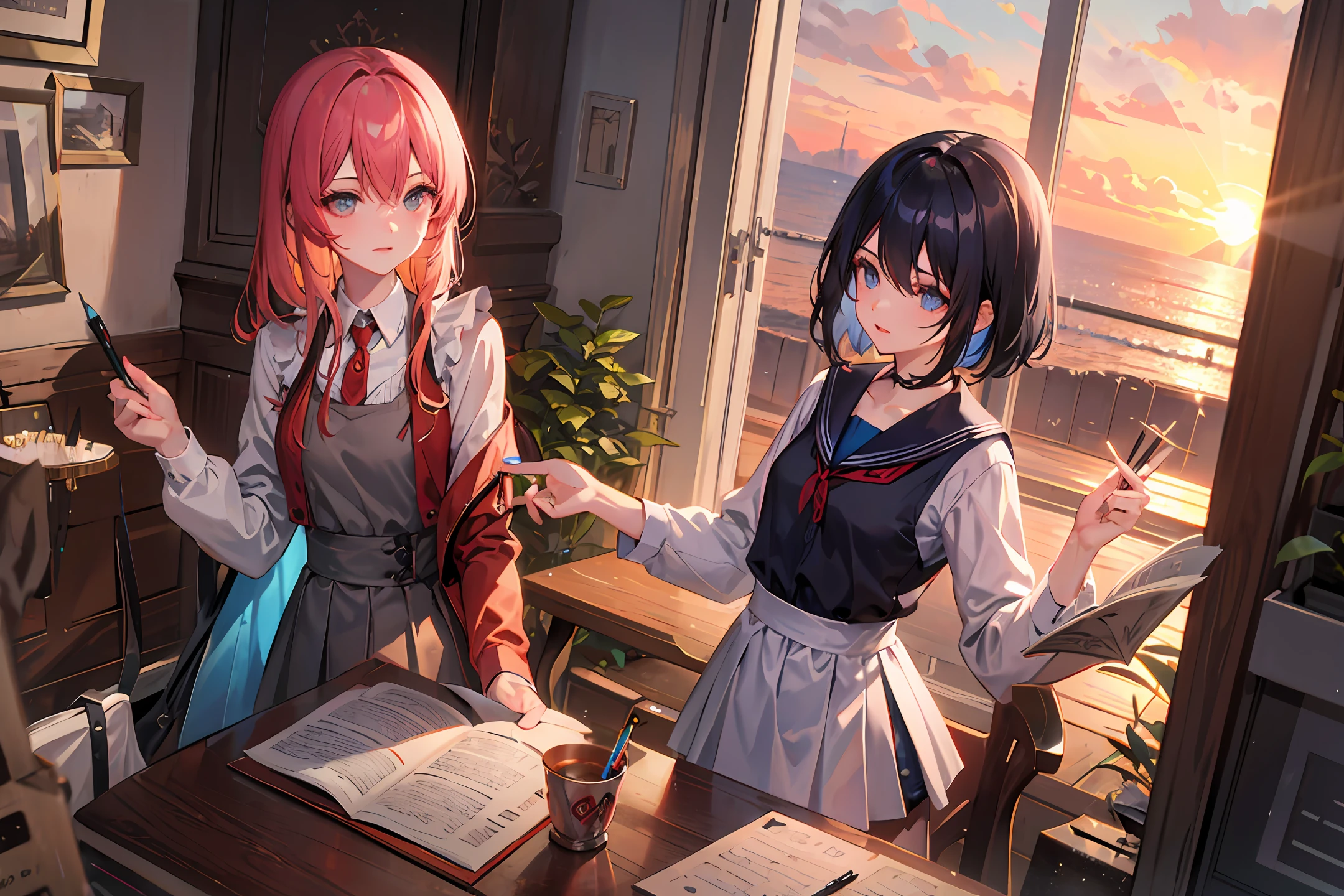 The sunset shines on every corner,
It reflects the heroic pride of the agers。
The tips of their pens flow poetically,
The chapter of youth is written in words。