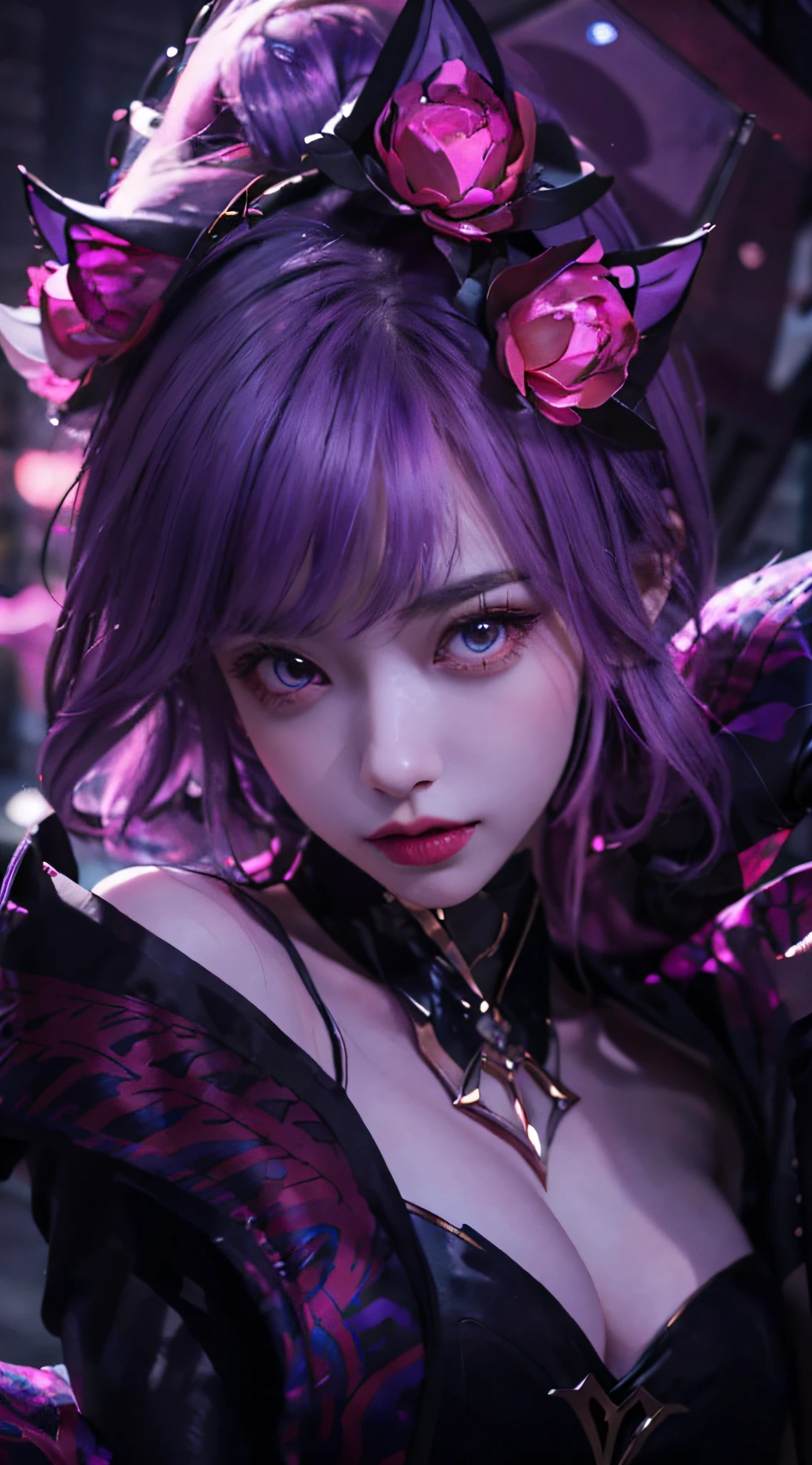 a close up of a woman with purple hair and a purple dress, kda, portrait of ahri, Extremely detailed Artgerm, Style Artgerm, artgerm detailed, IG model | Art germ, ahri, Artgerm Plat, leblanc, Artistic germ style, orianna, ! Dream art germ, artgerm portrait